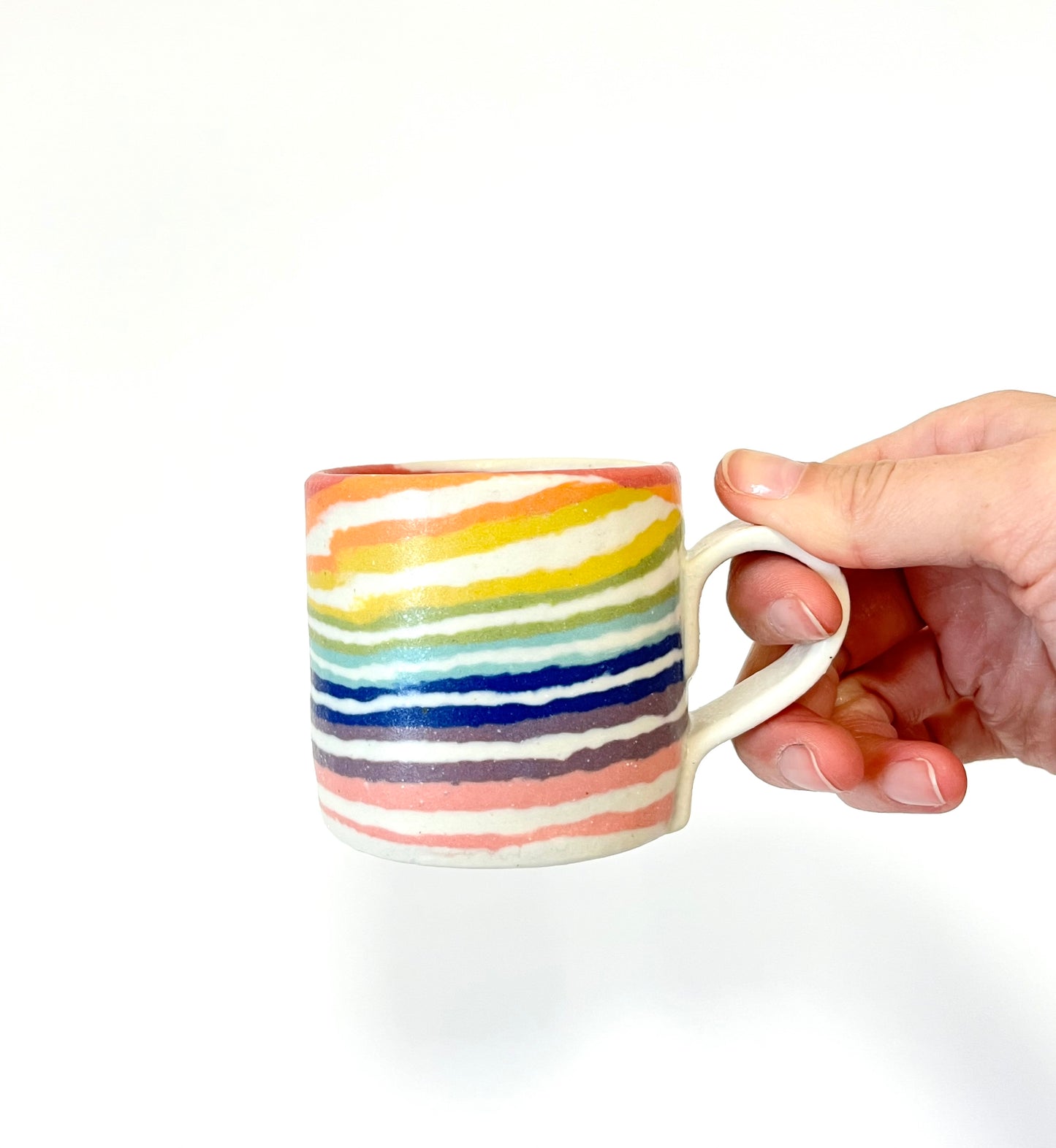 Ceramic Nerikomi Mug - Small - Rainbow Stripes