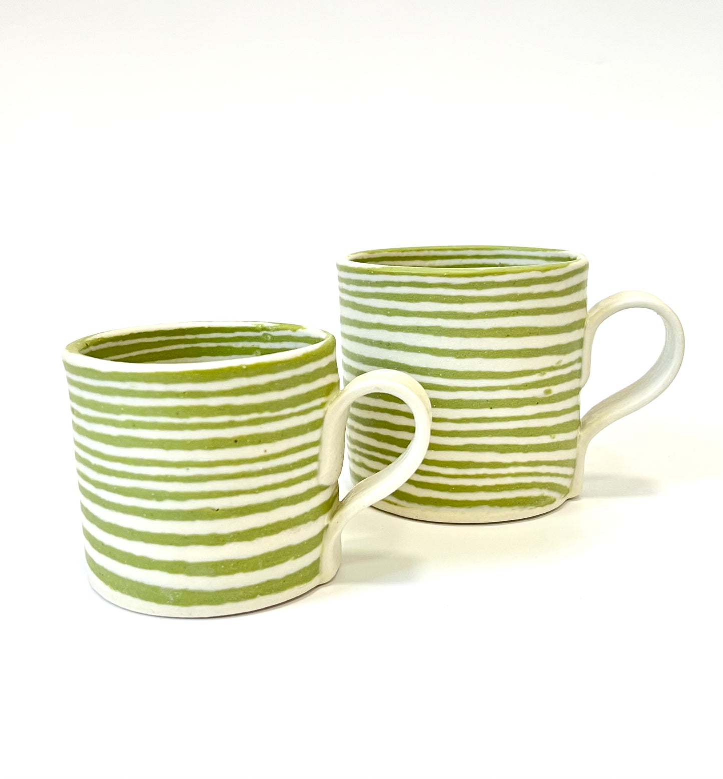 Ceramic Nerikomi Mug -Medium - Light Green Stripes