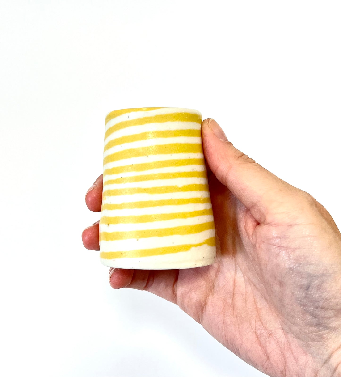 Ceramic Nerikomi Vase - Tiny - Mustard Stripe