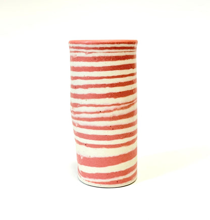 Ceramic Nerikomi skinny Vase - Medium -Pink Stripe