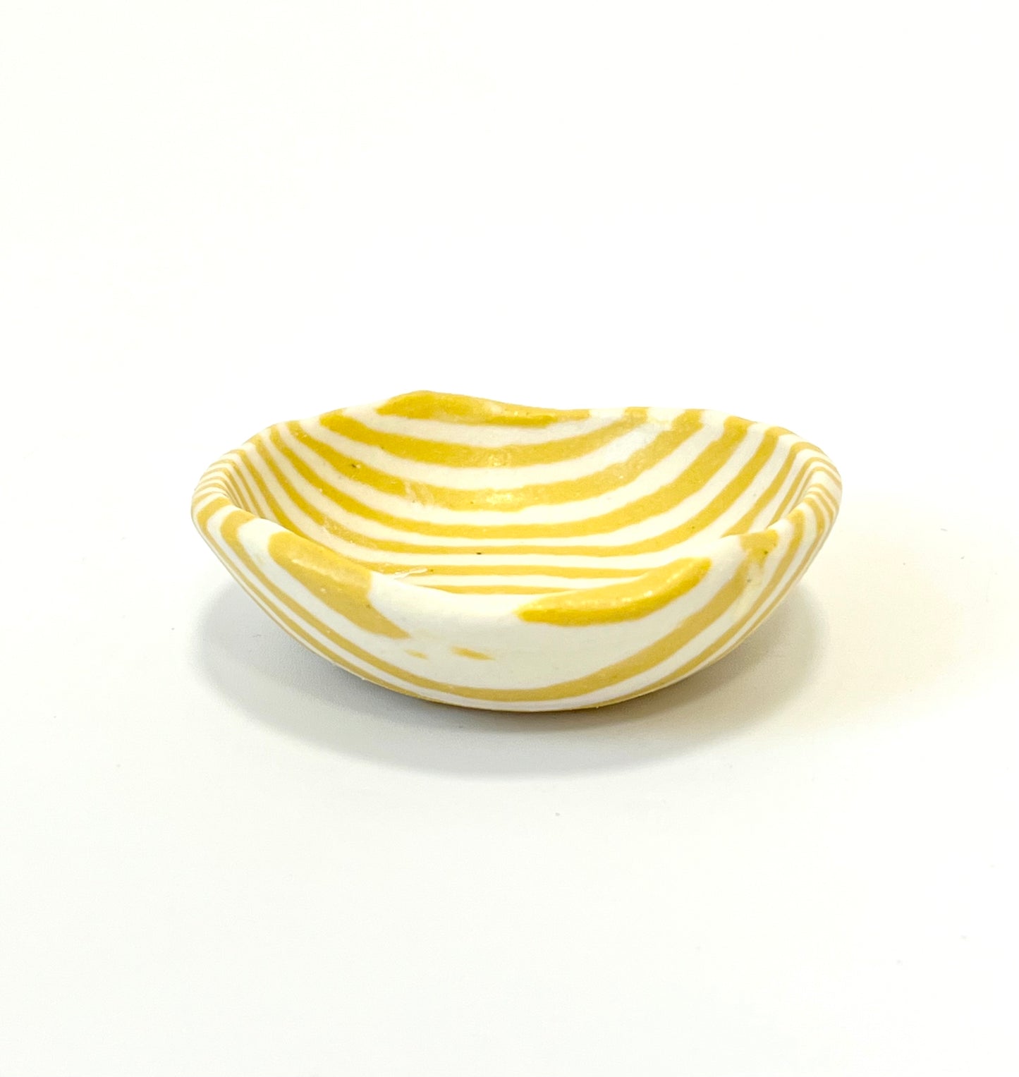 Ceramic Nerikomi Tiny Dish - Mustard Stripe