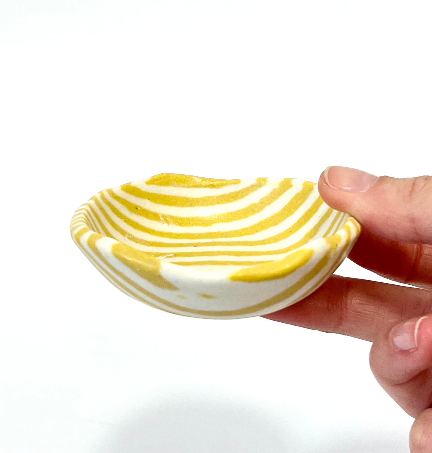 Ceramic Nerikomi Tiny Dish - Mustard Stripe