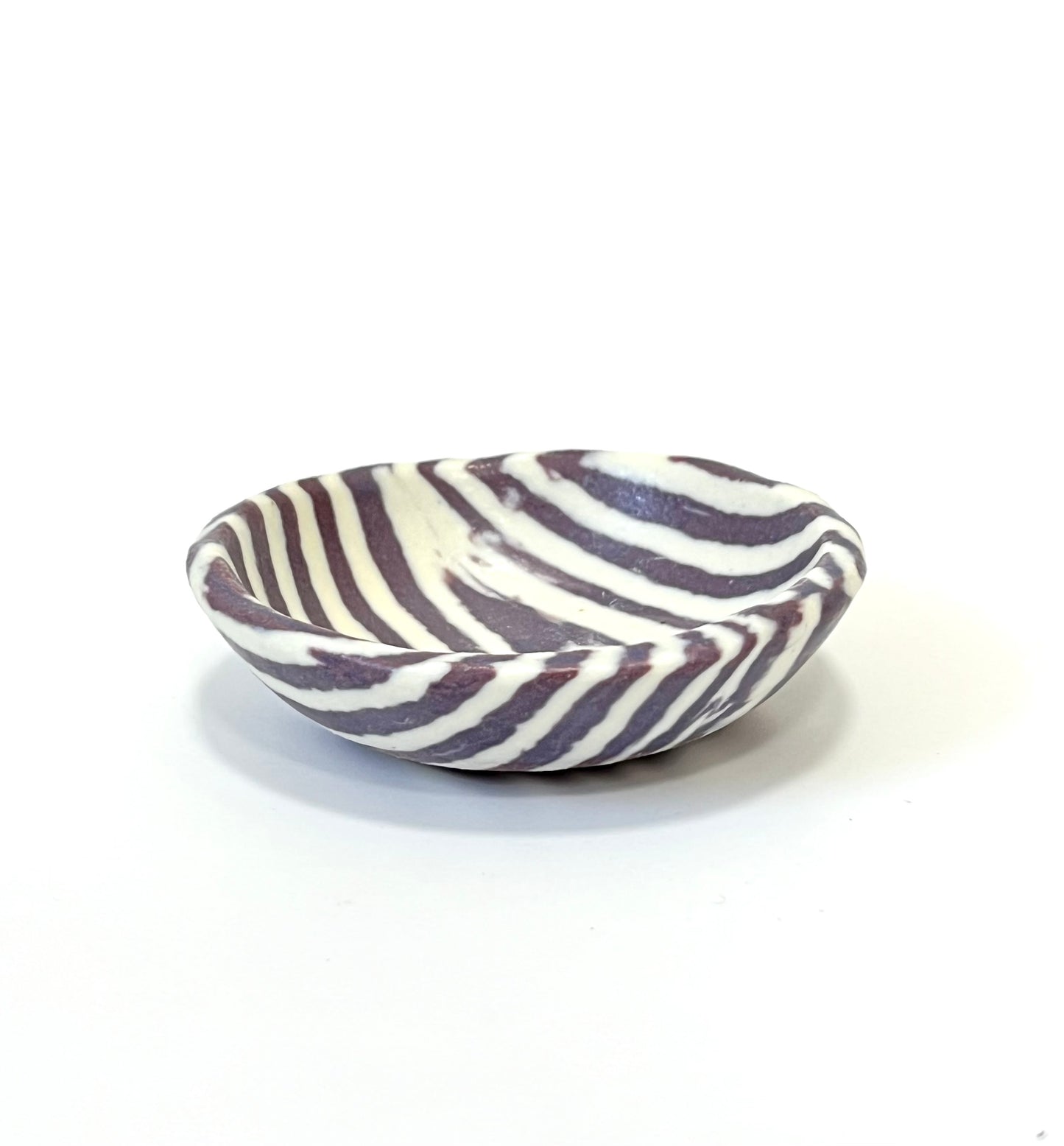 Ceramic Nerikomi Tiny Dish - Purple Stripe