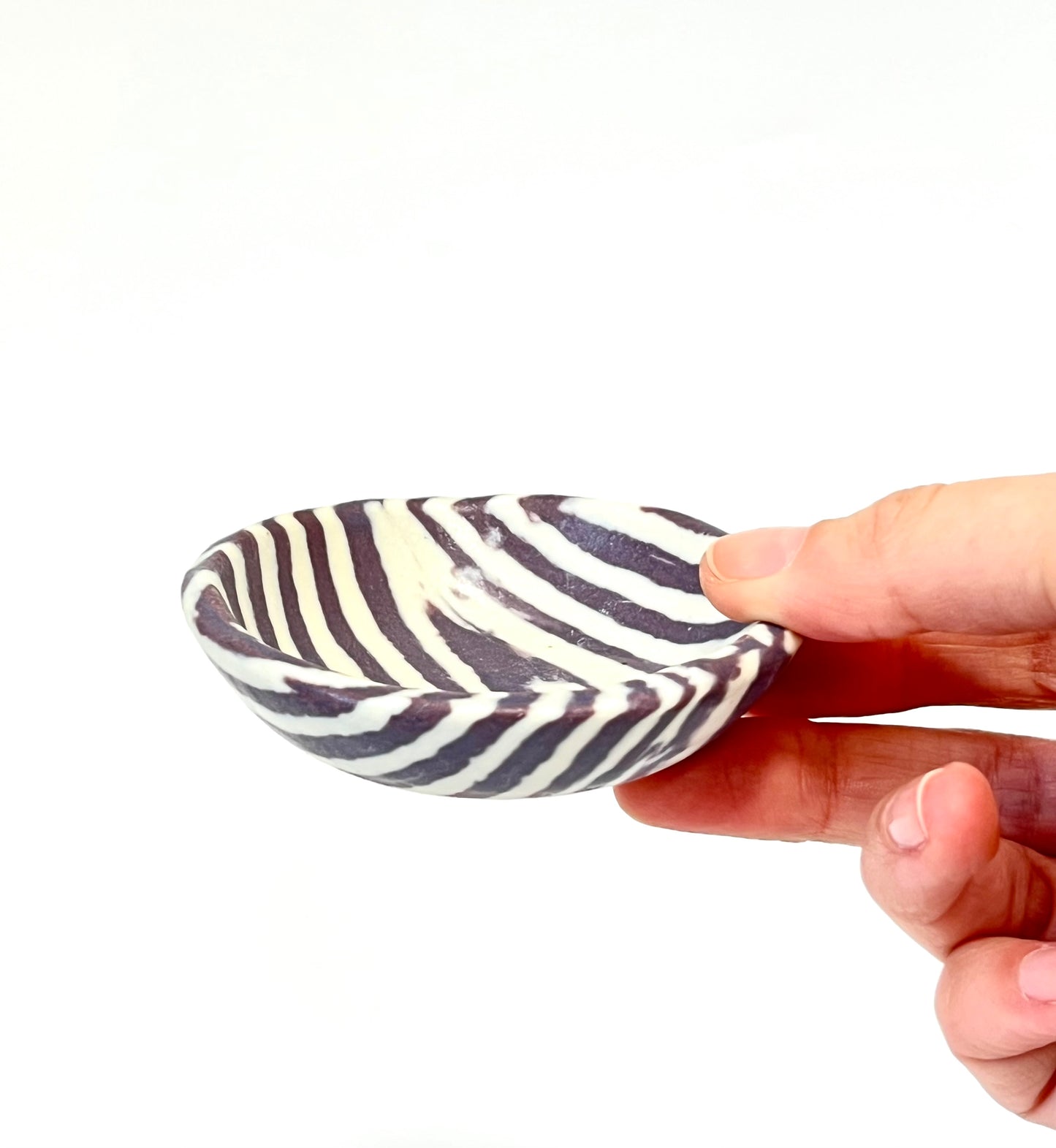 Ceramic Nerikomi Tiny Dish - Purple Stripe