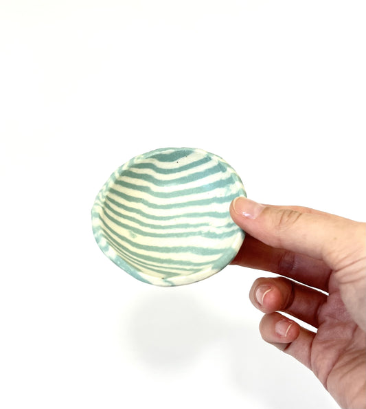 Ceramic Nerikomi Tiny Dish - Turquoise Stripes