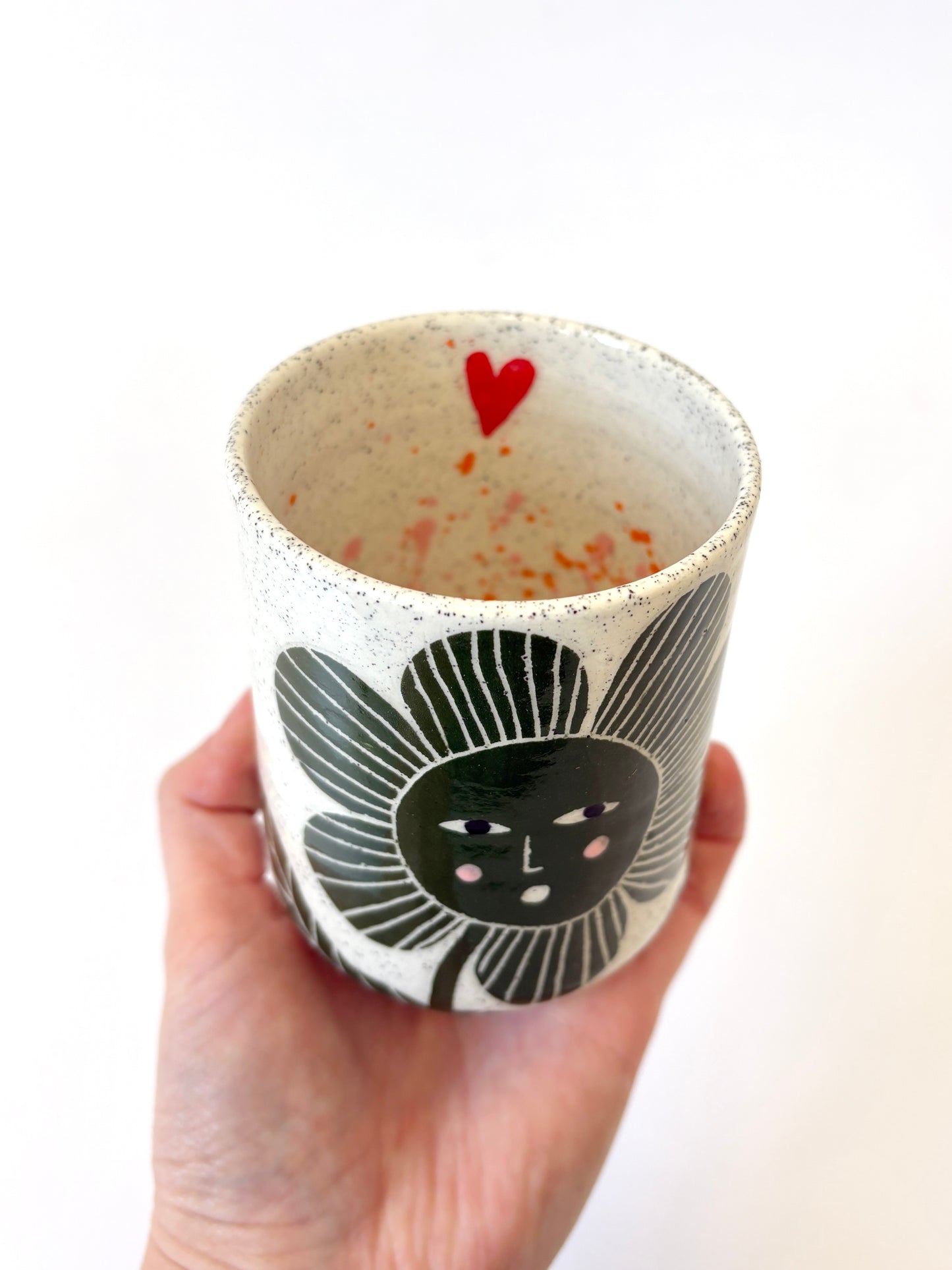 Ceramic Cup by Studio Soph - Green Flower "Bitch I'm Blooming"