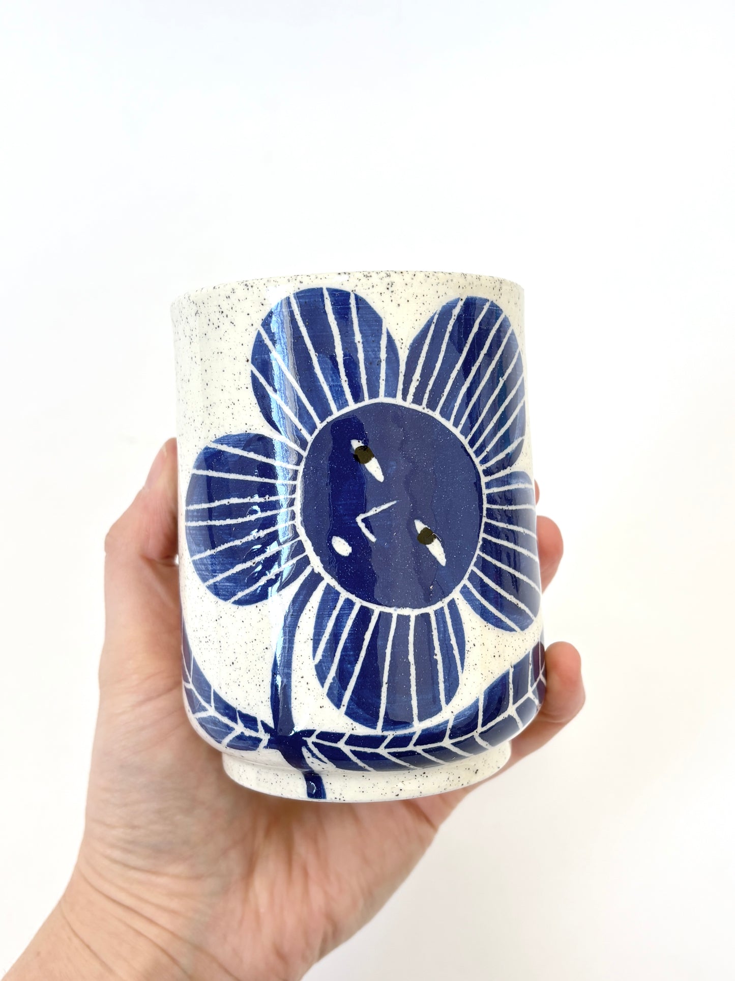 Ceramic Cup by Studio Soph - Blue Flower "Bitch I'm Blooming"