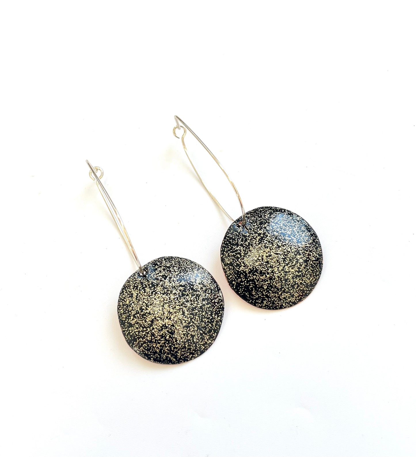 Comet Drop Earrings - Black / Gold Glitter