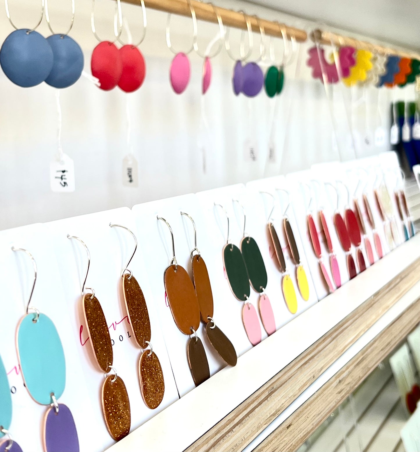 Double Drop Earrings - Light Turquoise / Violet