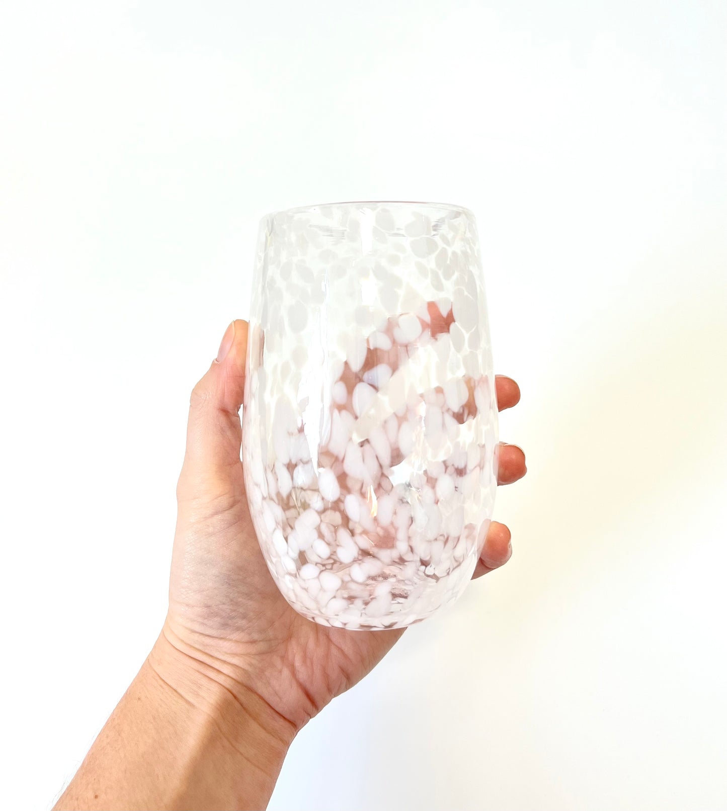 Special edition Handblown Glass Tumbler - Clear + White Flecks