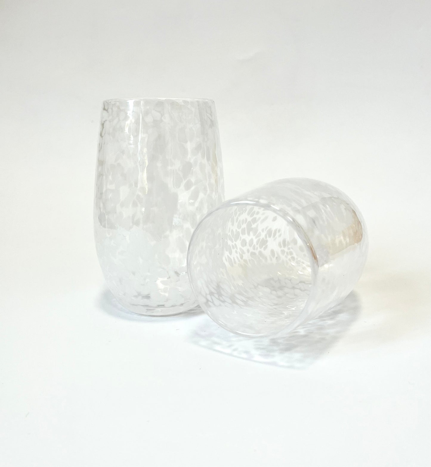 Special edition Handblown Glass Tumbler - Clear + White Flecks