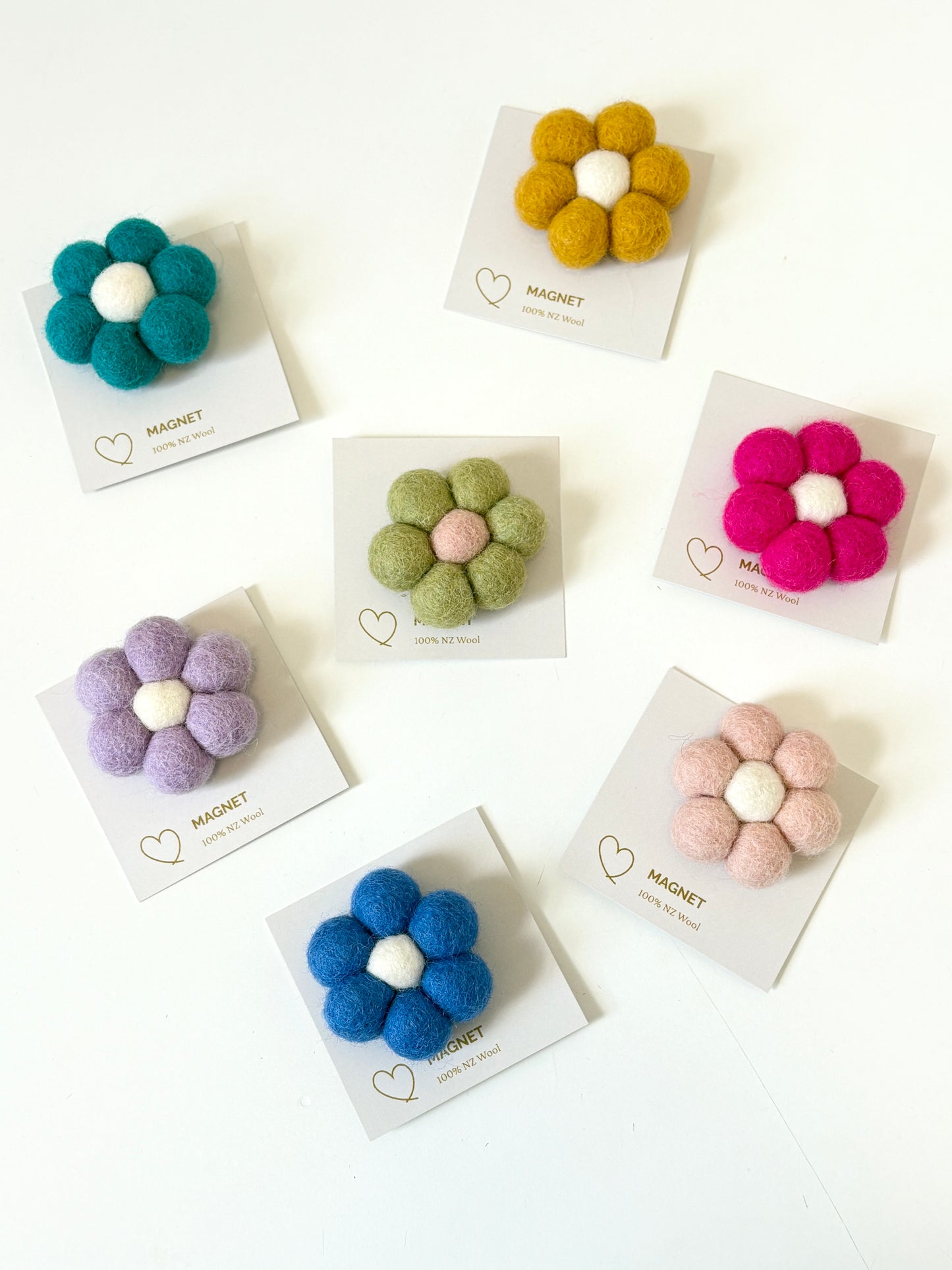 Felted Wool Daisy Magnet - Assorted