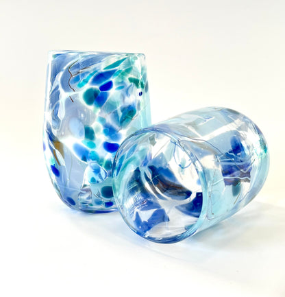 Handblown Glass Tumbler - Blue Shard