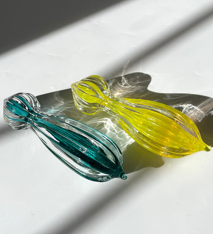 Sculpted Glass Citrus Juicer - Lagoon