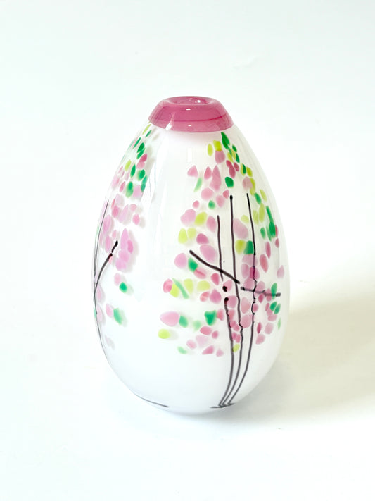 Statement Cherry Blossom Handblown Glass Teardrop Vase - Small (22676)