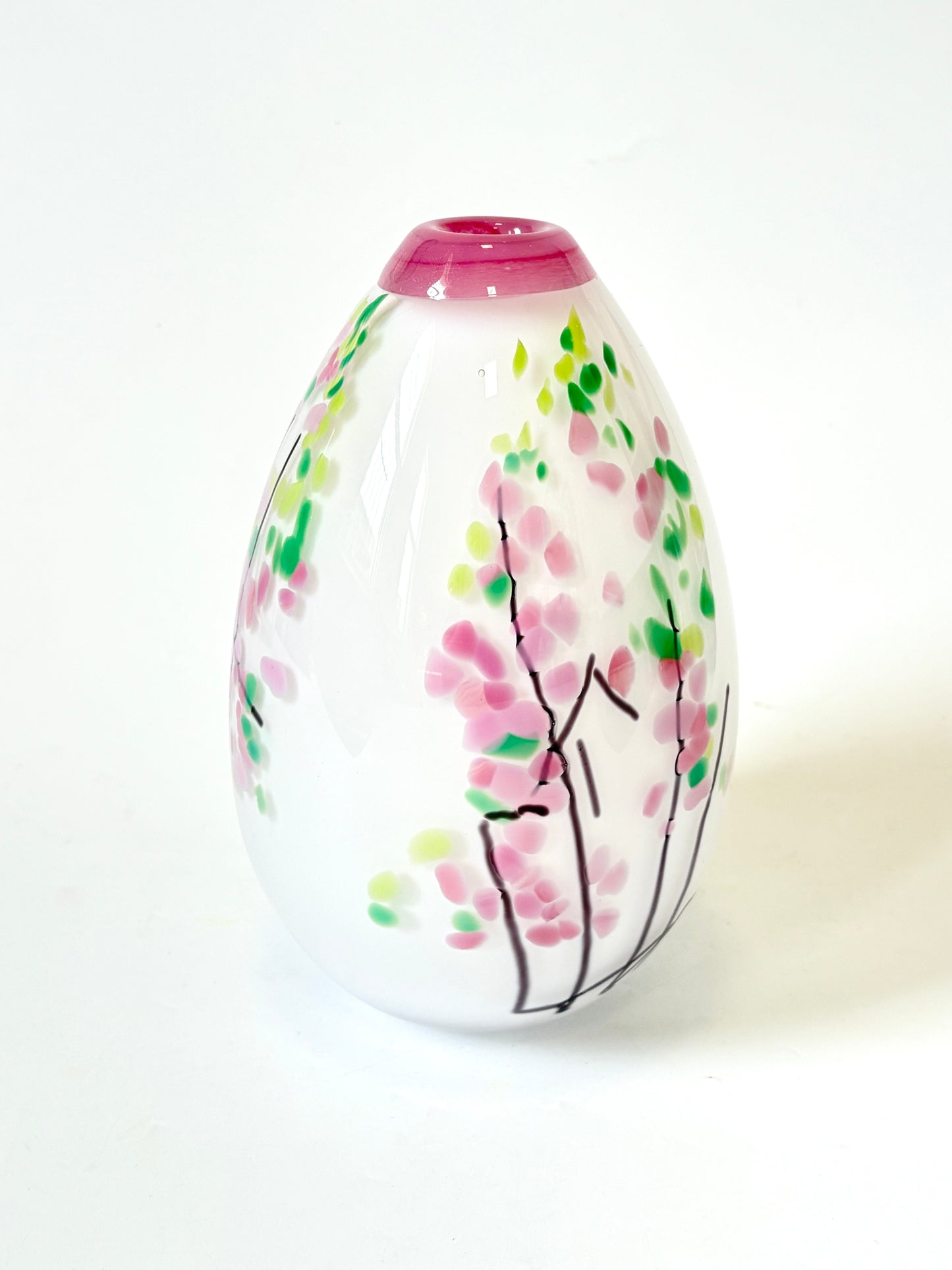 Statement Cherry Blossom Handblown Glass Teardrop Vase - Small (22676)