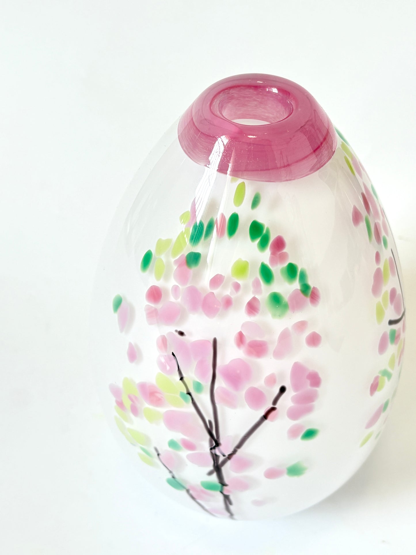 Statement Cherry Blossom Handblown Glass Teardrop Vase - Small (22676)