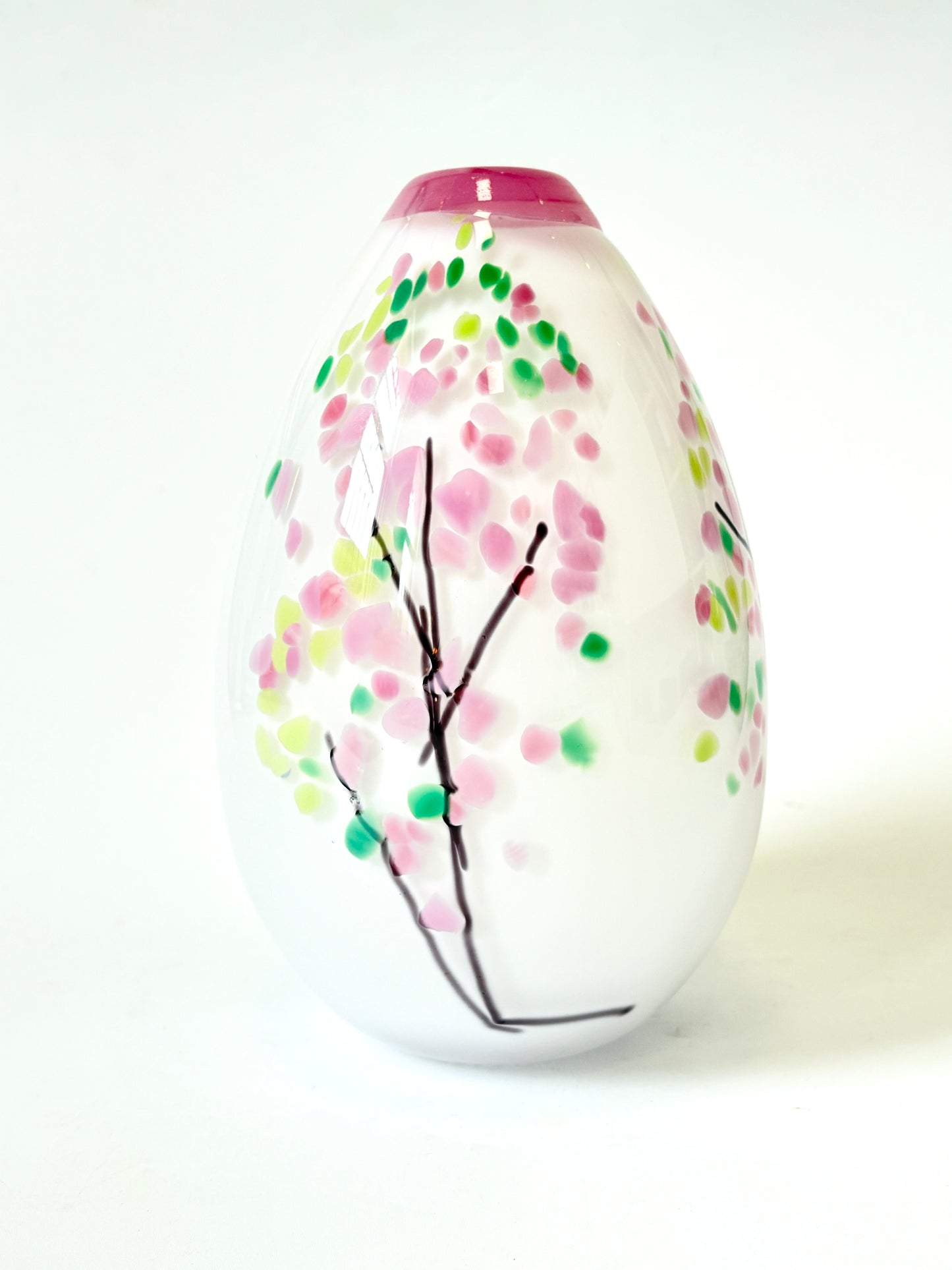 Statement Cherry Blossom Handblown Glass Teardrop Vase - Small (22676)