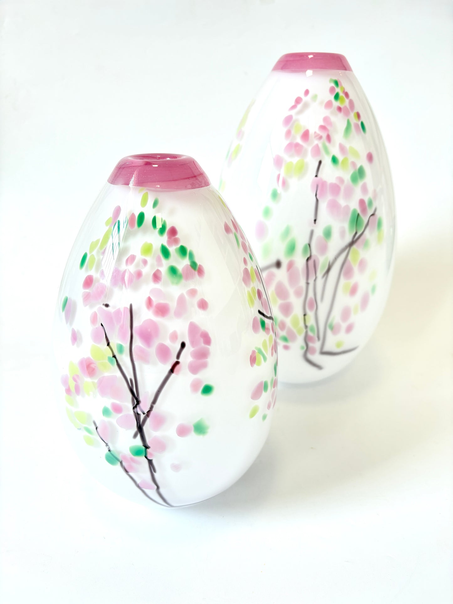 Statement Cherry Blossom Handblown Glass Teardrop Vase - Small (22676)