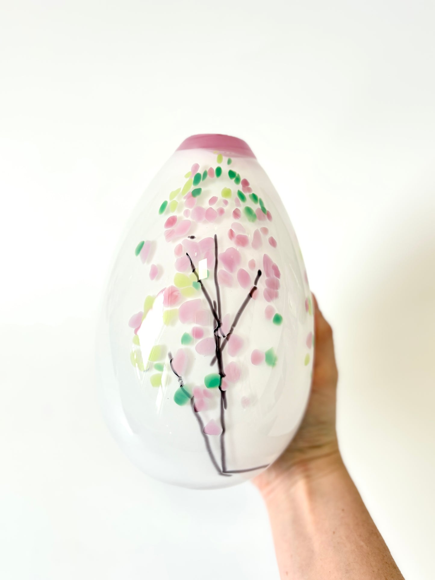 Statement Cherry Blossom Handblown Glass Teardrop Vase - Small (22676)