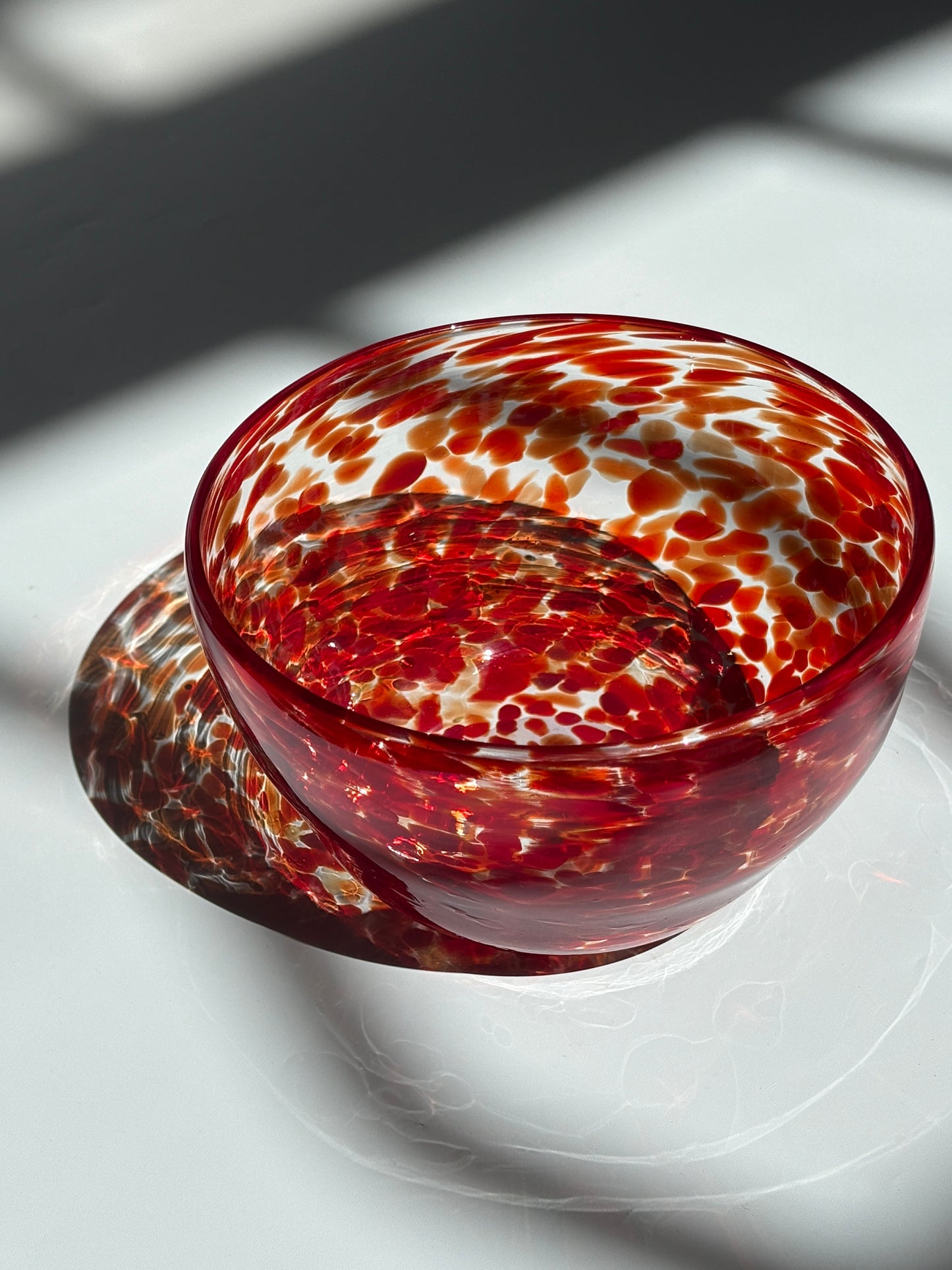 Handblown Glass Lolly Bowl - Reds