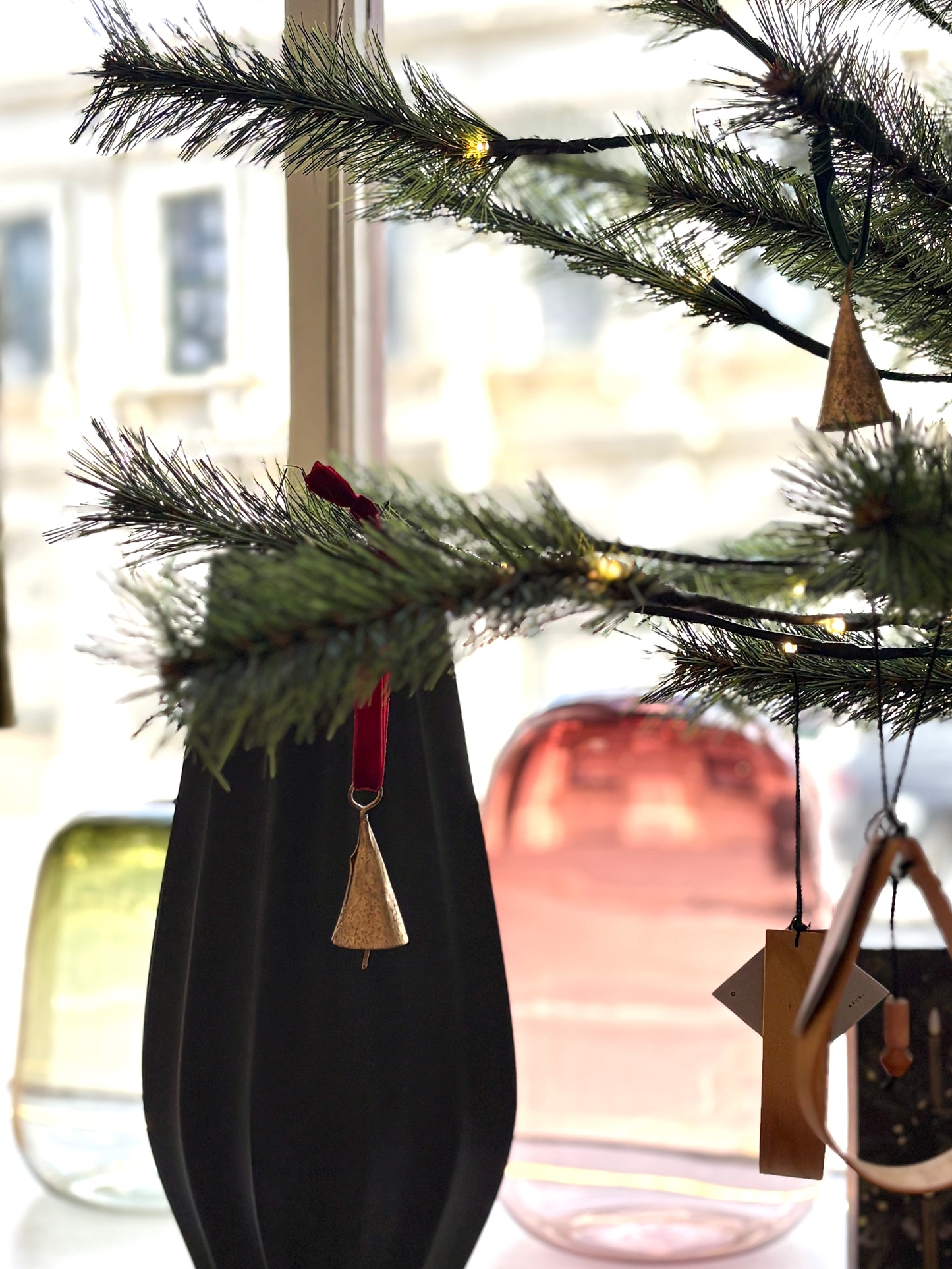 Brass Bell with Velvet Cord - Maroon