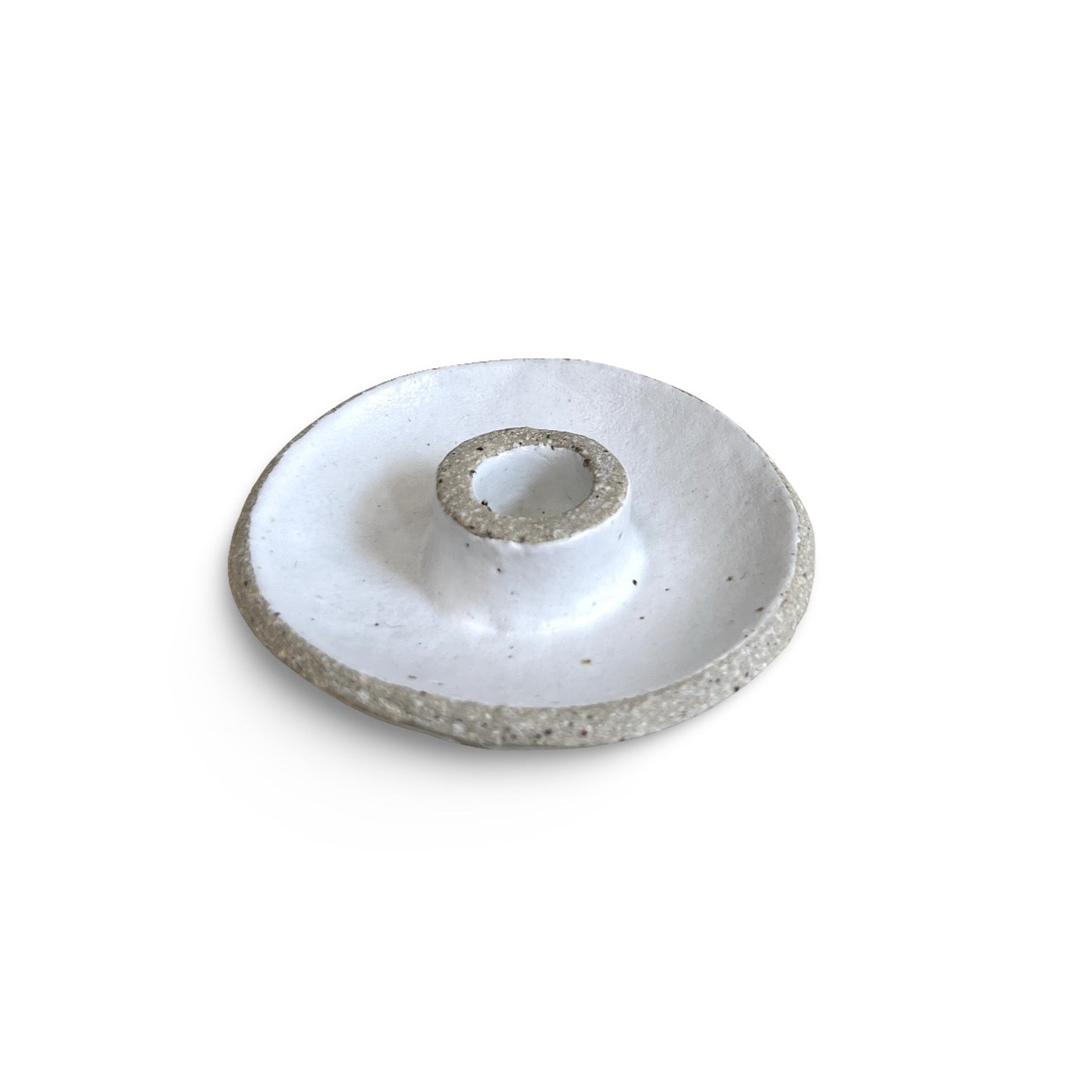 White Ceramic Candle Holder - for mini beeswax candle