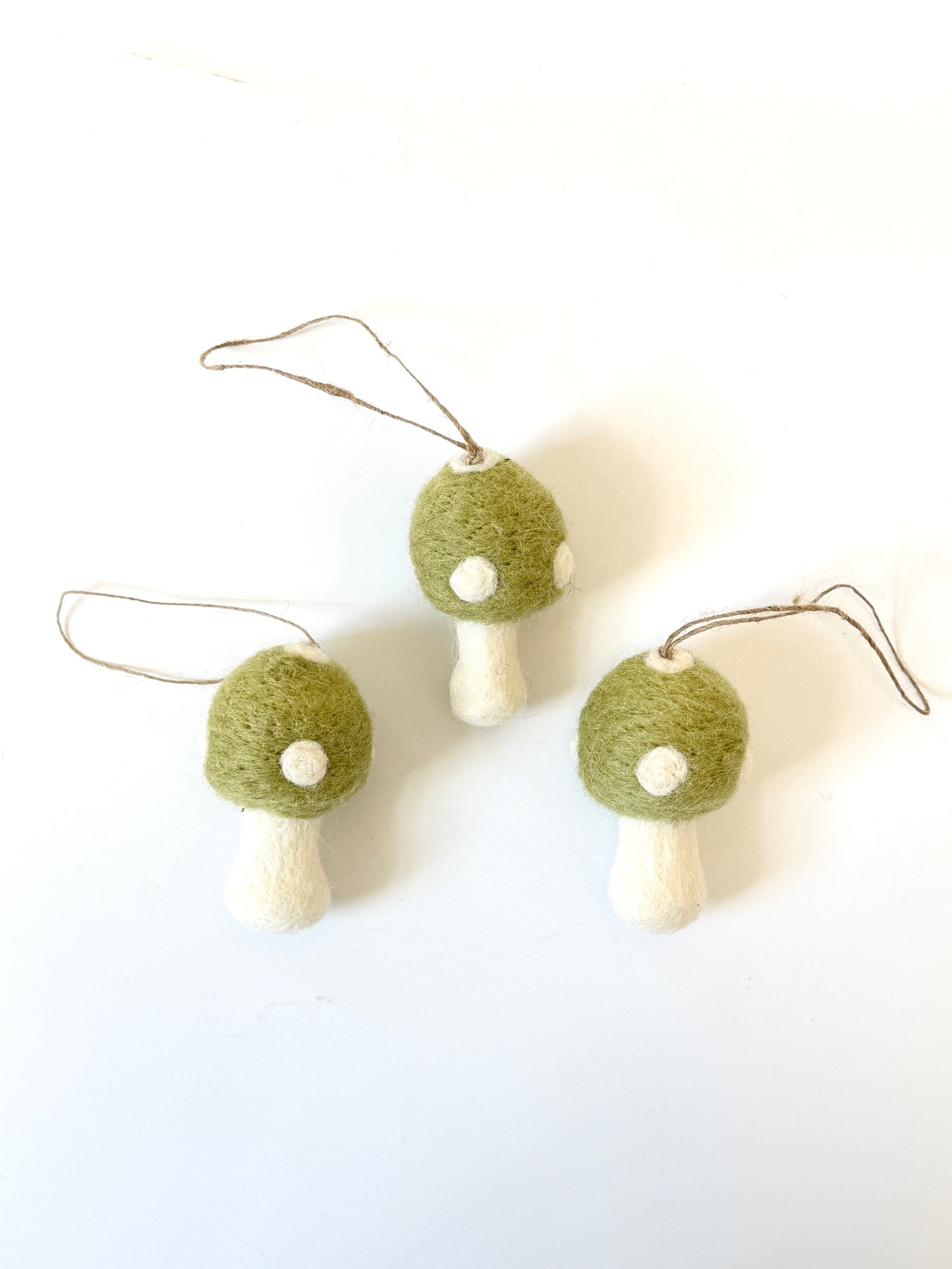 Felted Christmas Mushroom Ornament - Sage