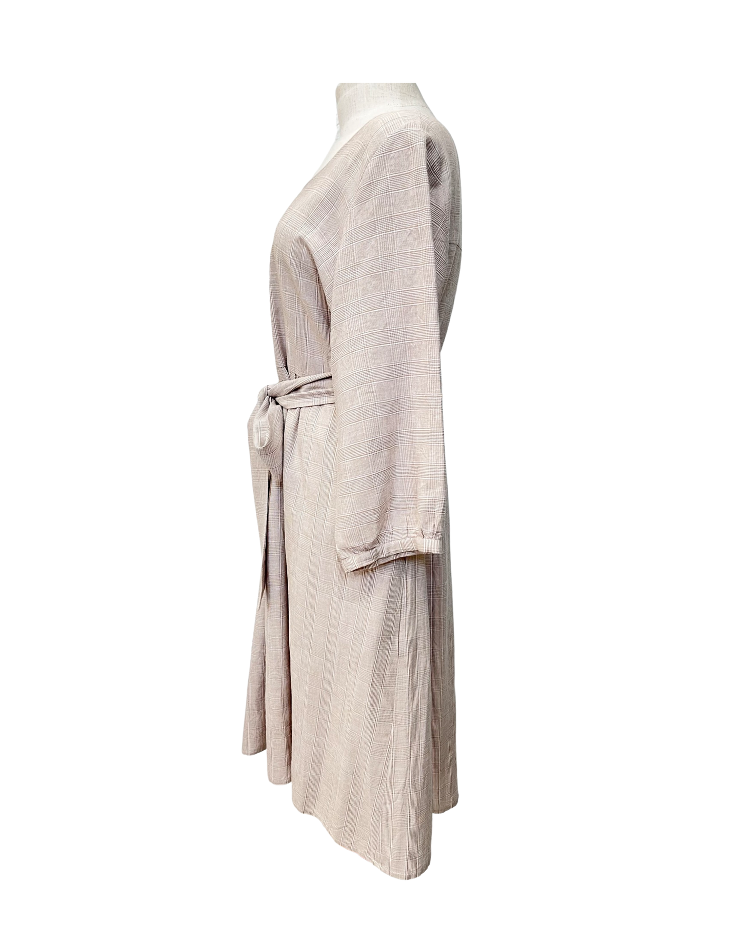 Long Sleeve Mollie Dress - Beige Check