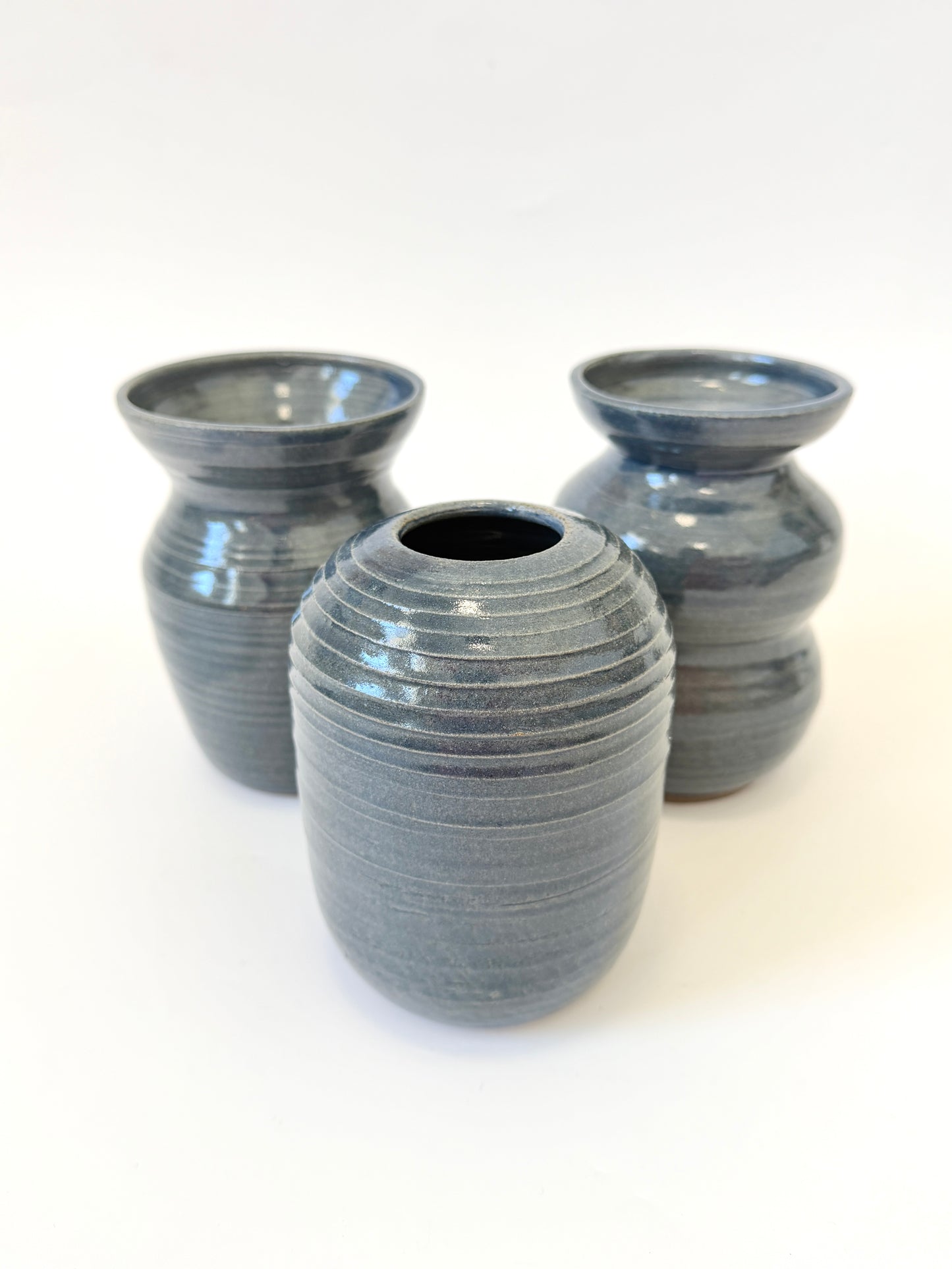 Handmade Ceramic Flower Vase - Dark Denim (B)