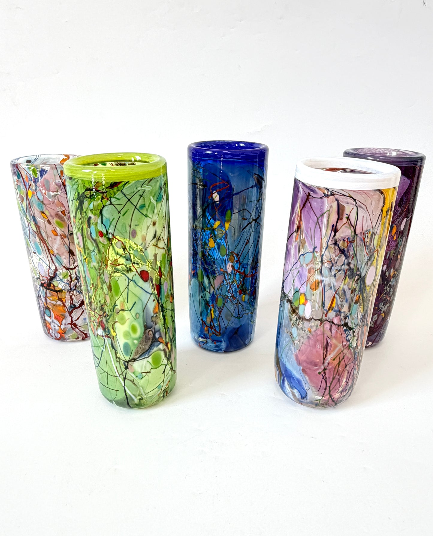 'Blue Shard' Small Handblown Glass Cylinder Vase - by Grinter Glass - exclusive