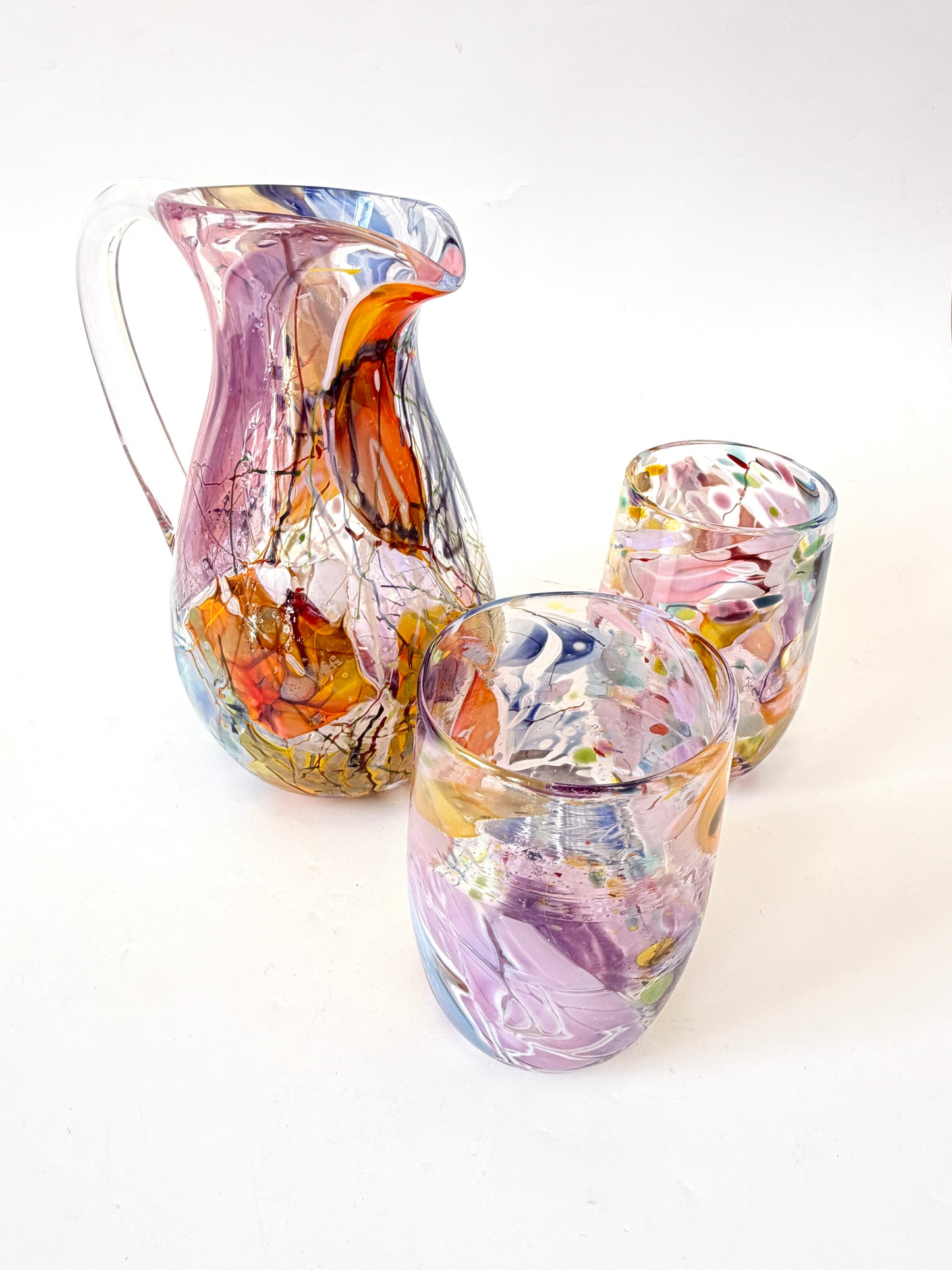 Handblown Glass Shard Carafe - with handle