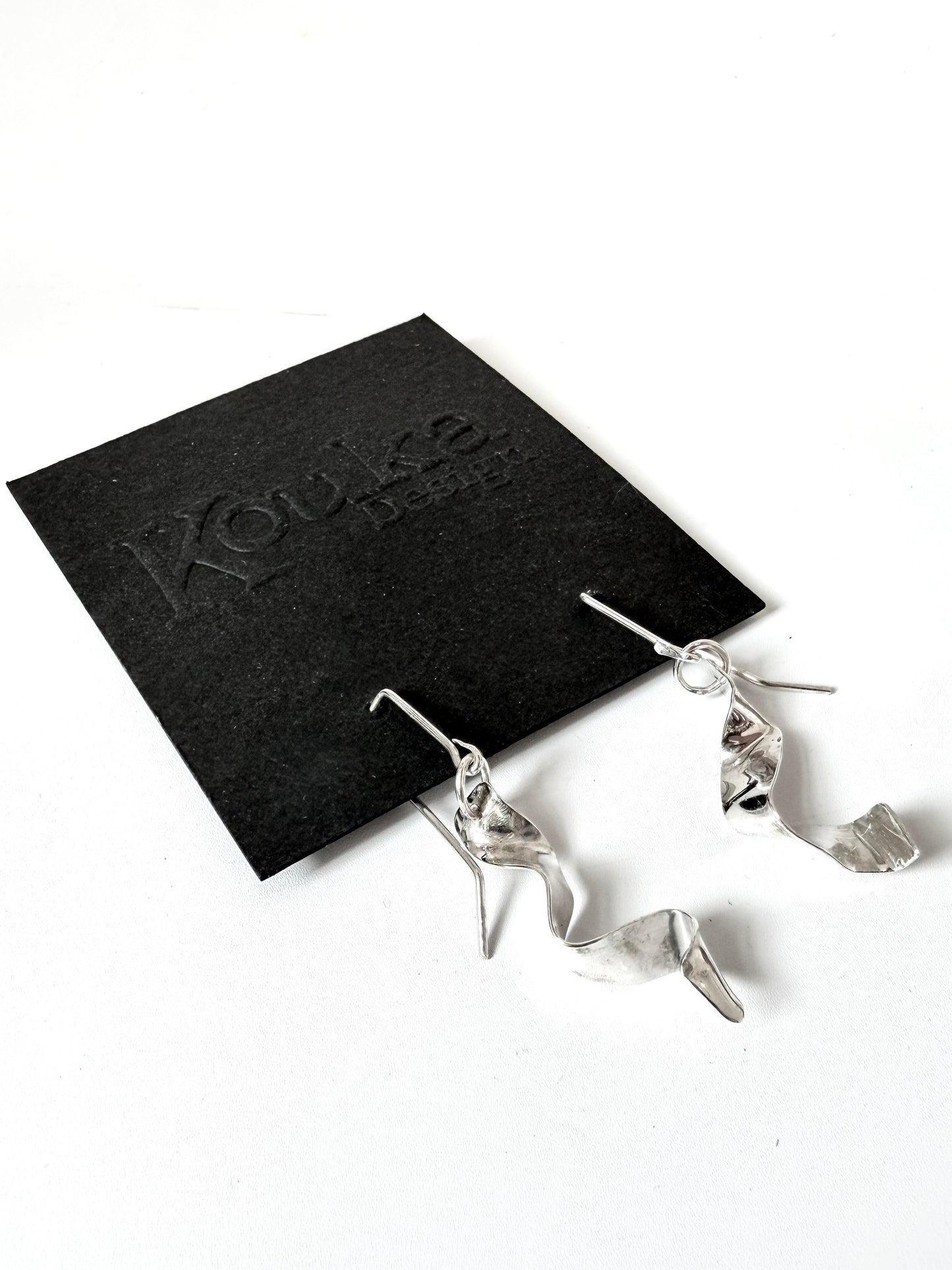 Silver Ribbon Earrings
