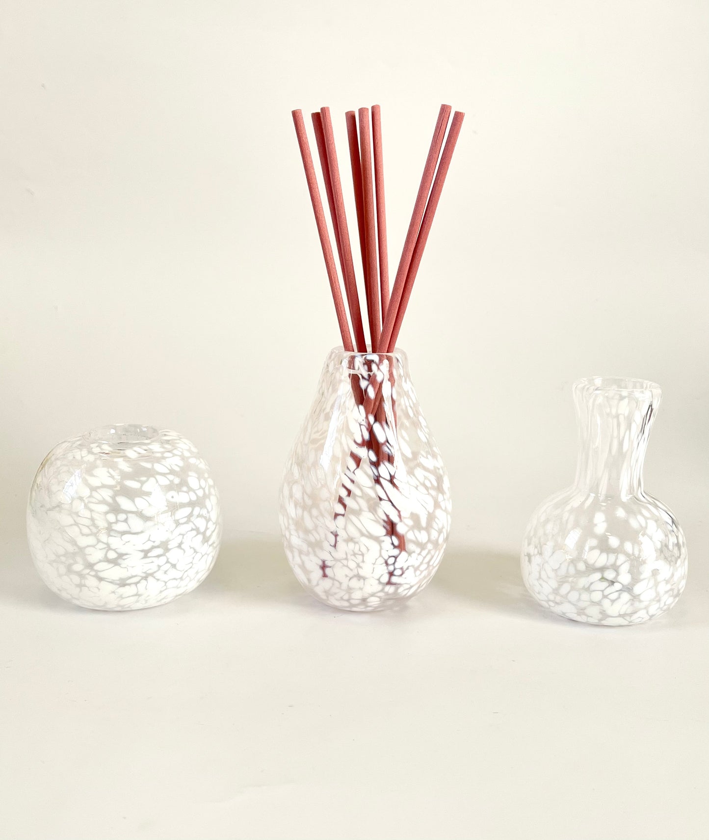Handblown Glass Diffuser/Vase - Speckled white