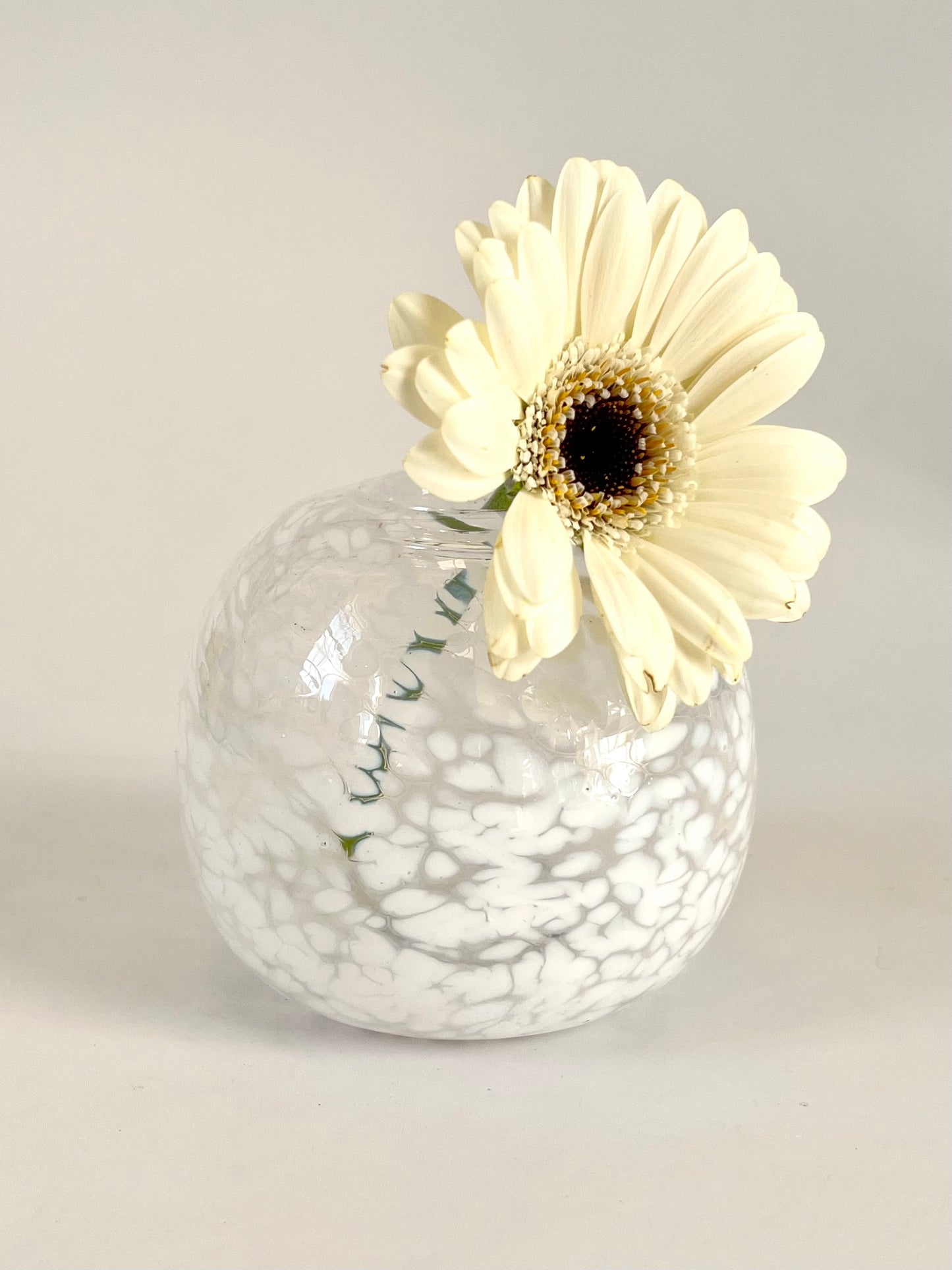 Handblown Glass Diffuser/Vase - Speckled white