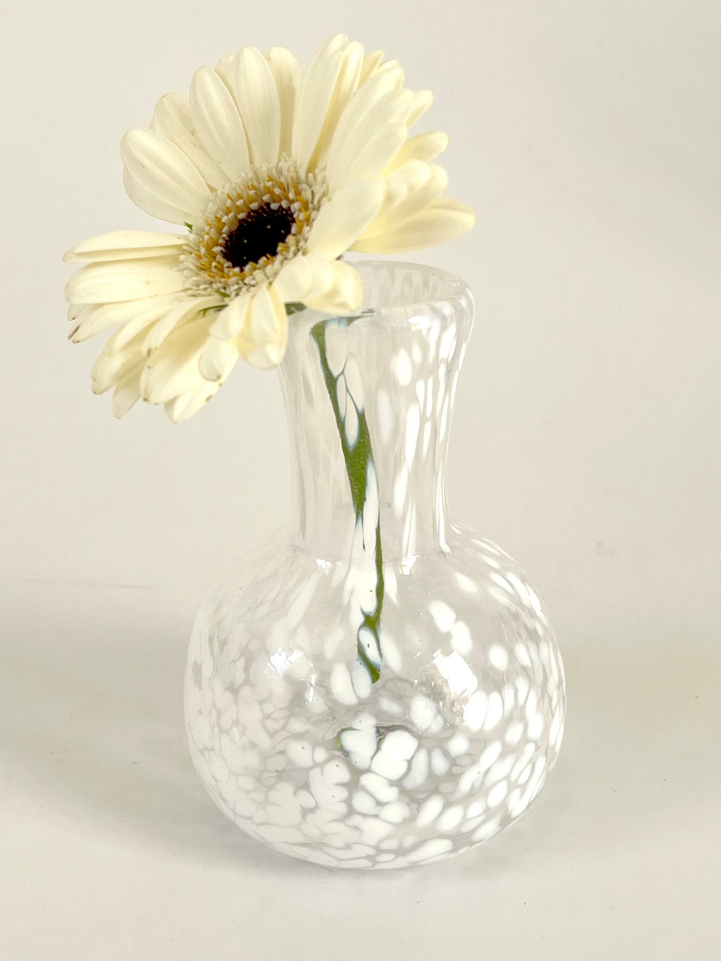 Handblown Glass Diffuser/Vase - Speckled white