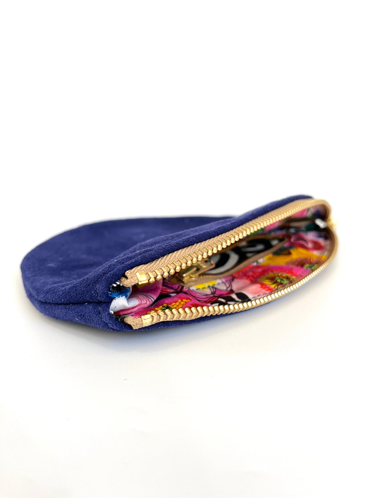 Curved Purse - Large - Indigo Suede