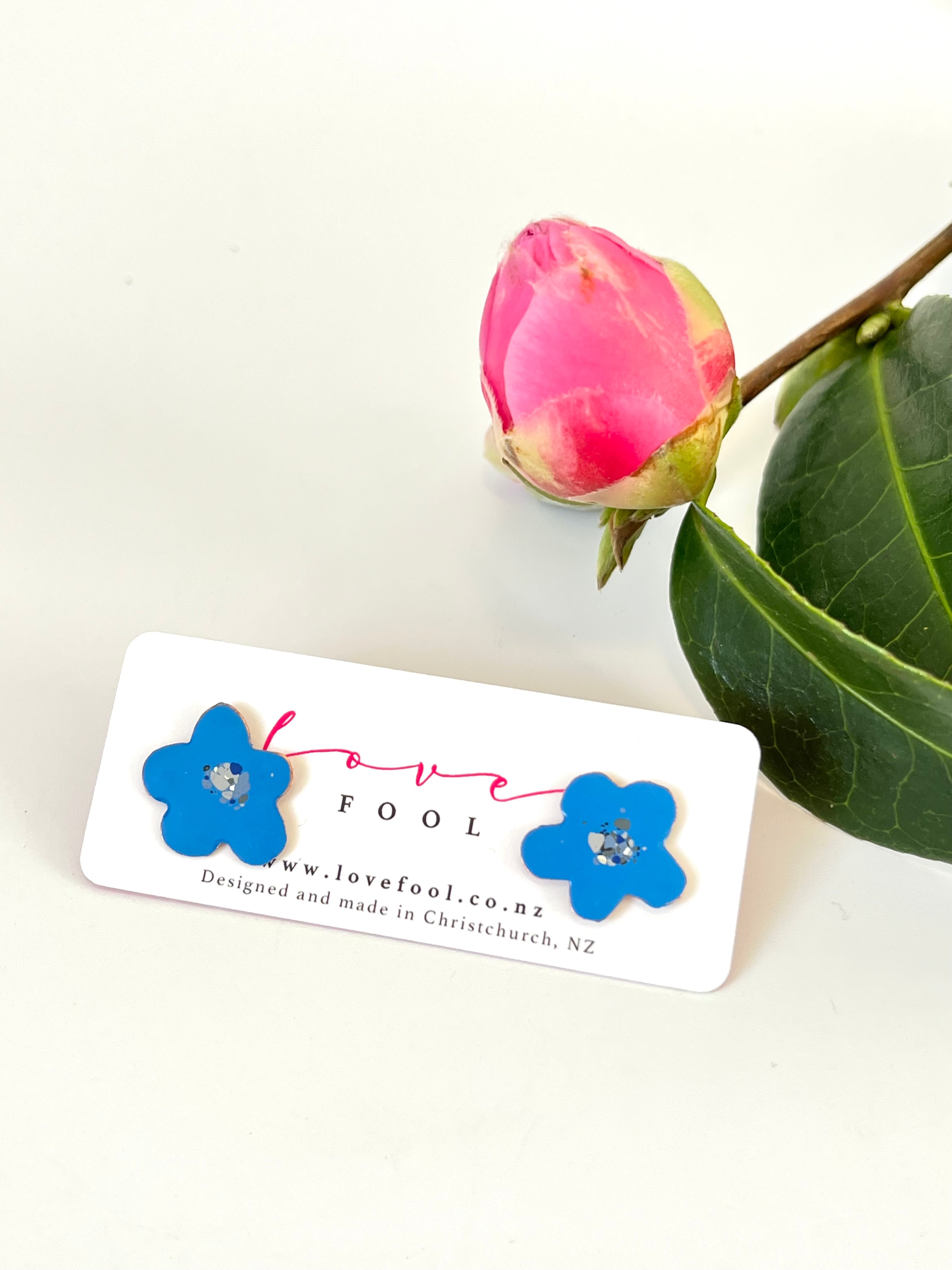 Bonnie Flower Studs Light Blue Inc Design Store