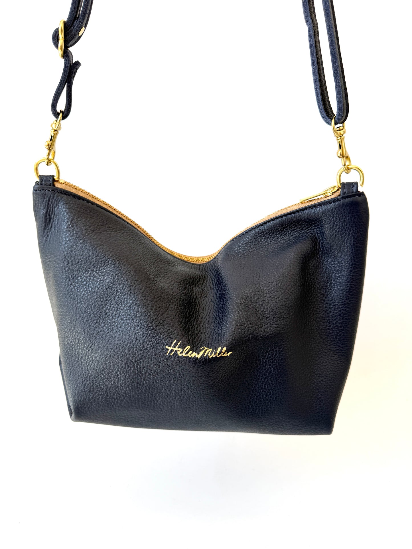 Mini Tuck Leather Handbag - Navy Leather