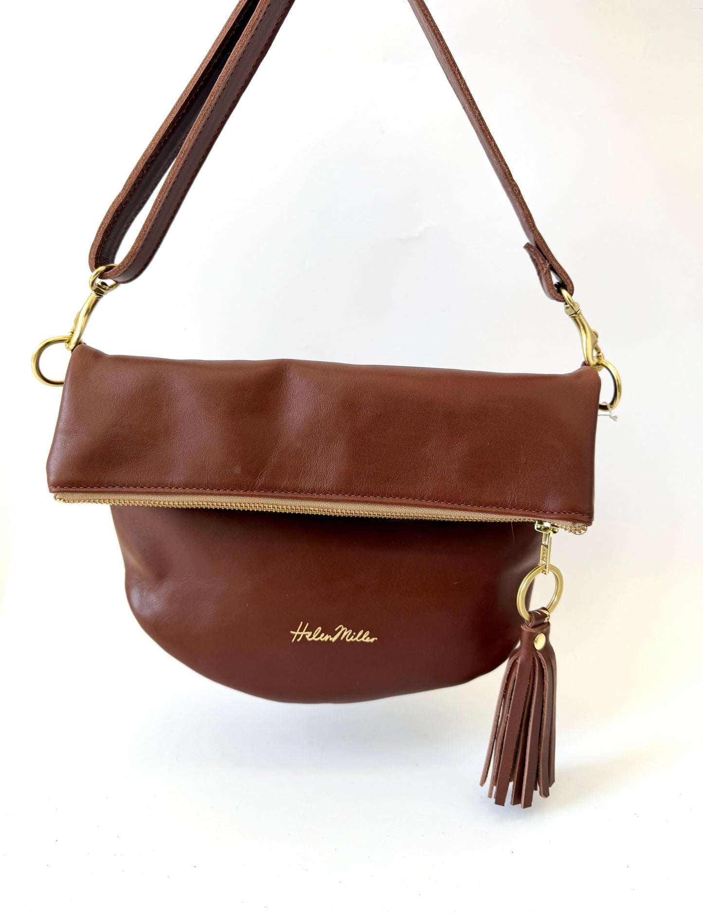 Mini Slouch Handbag - Chestnut brown leather
