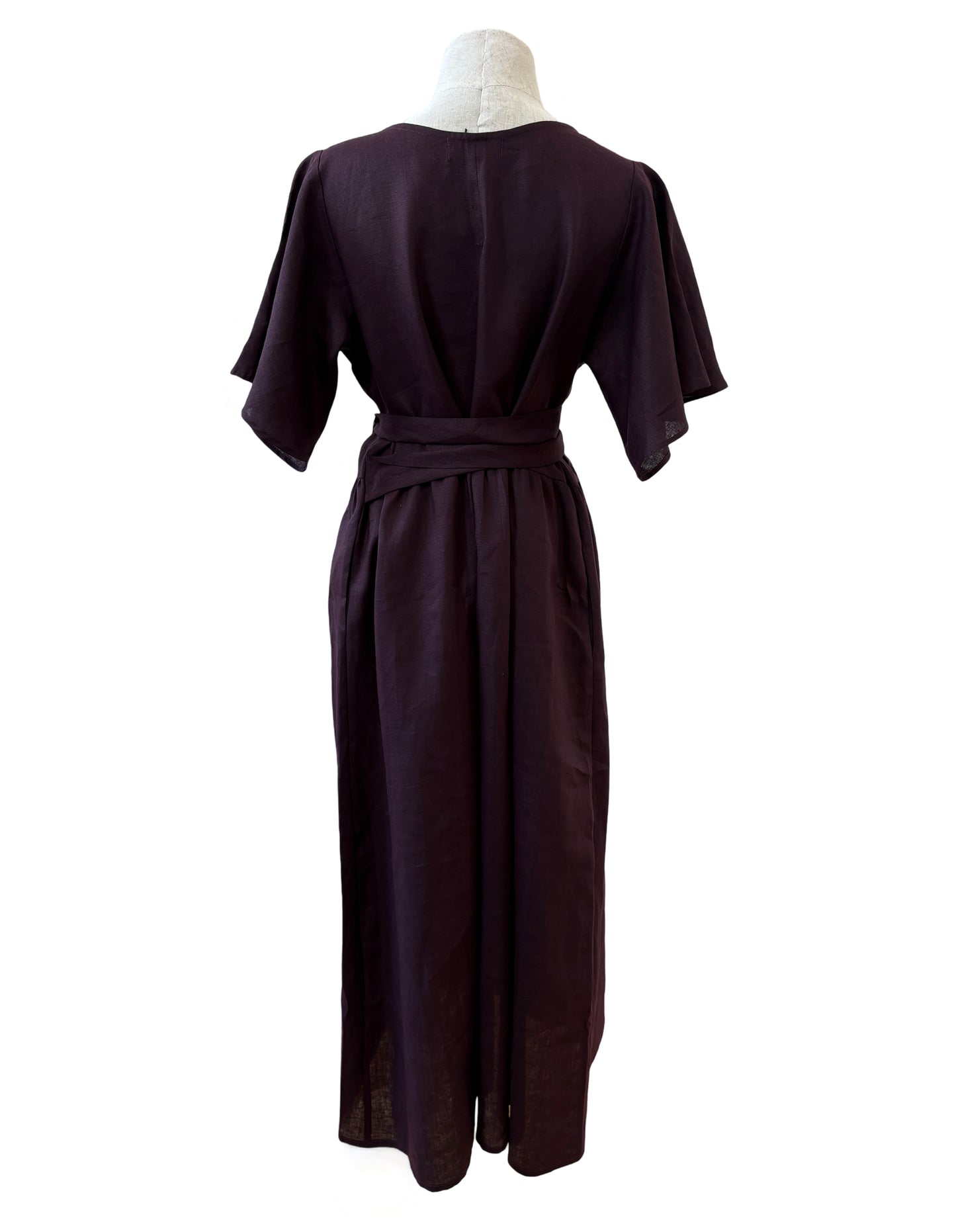 "Kelsey" Dress - Aubergine Linen