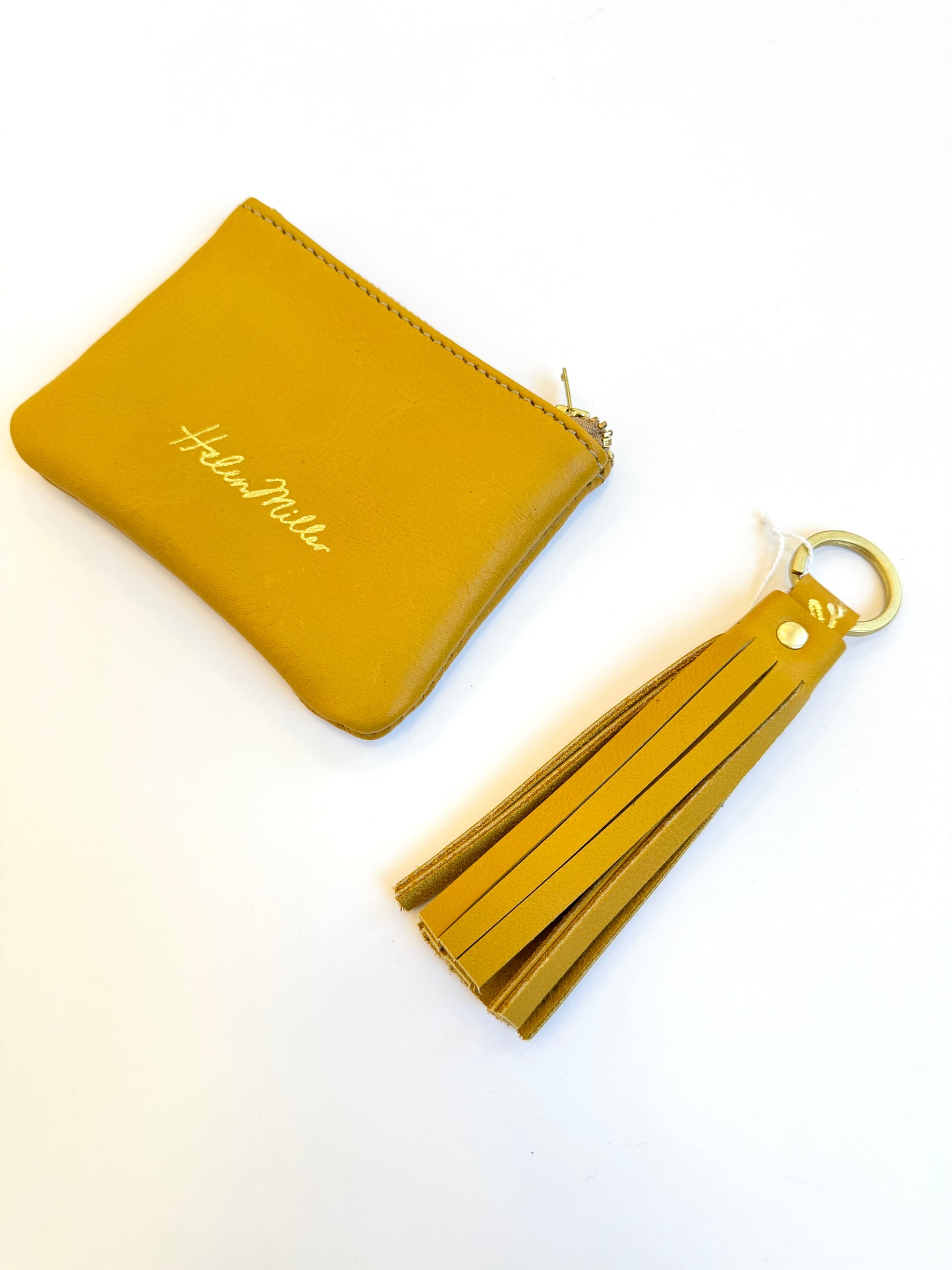 Leather Tassel Keyring - Mustard Yellow