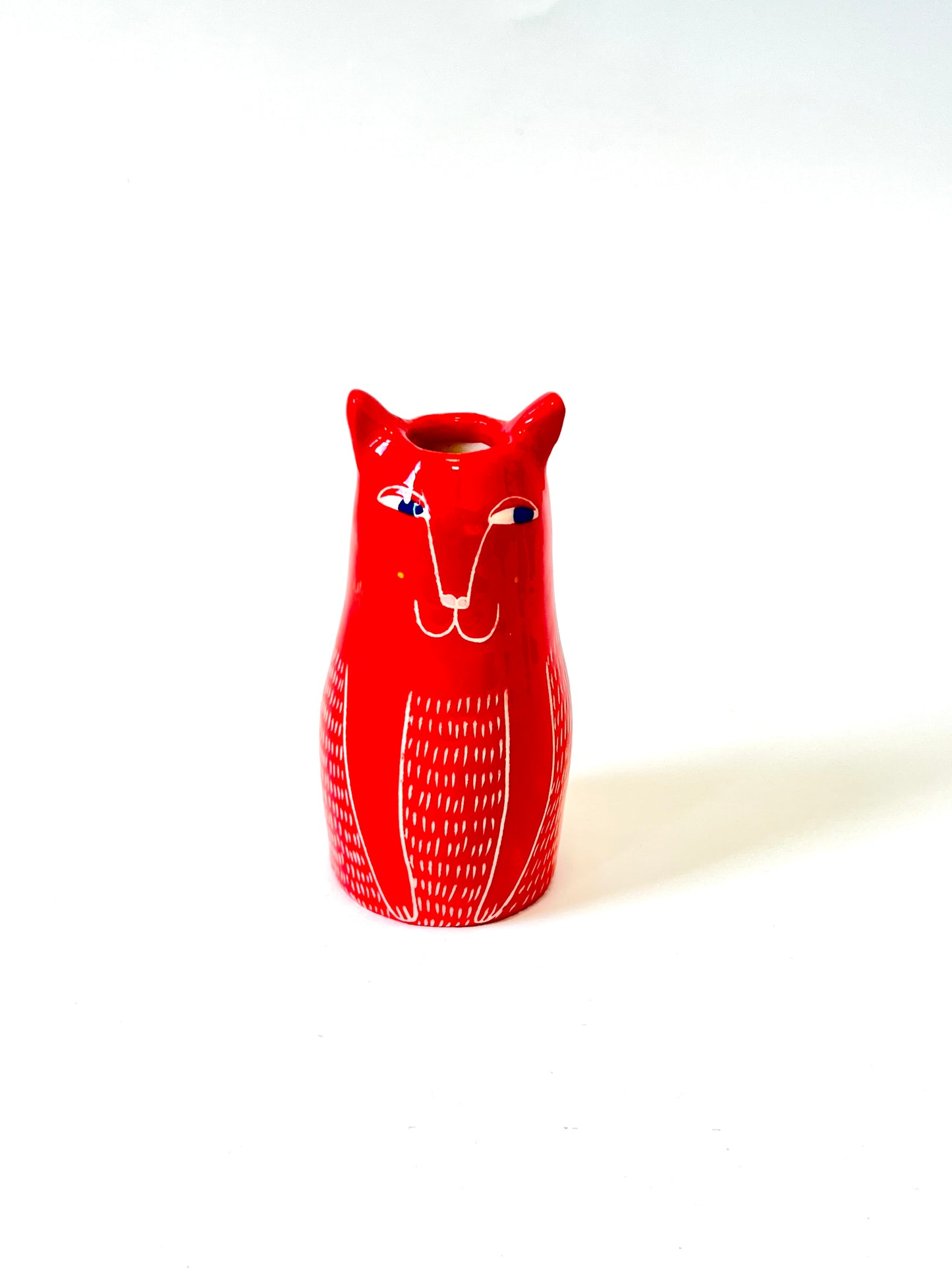 Miniature Ceramic Cat Vase by Studio Soph - red