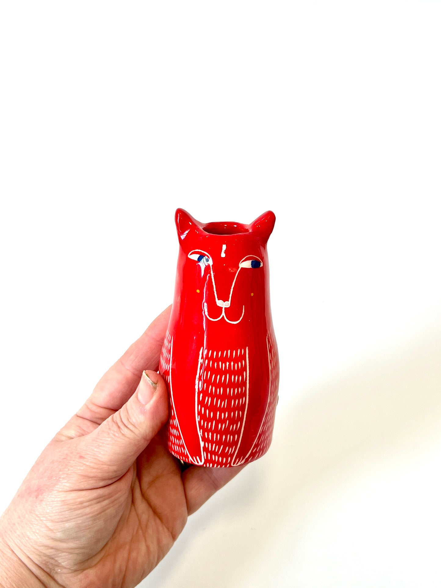 Miniature Ceramic Cat Vase by Studio Soph - red