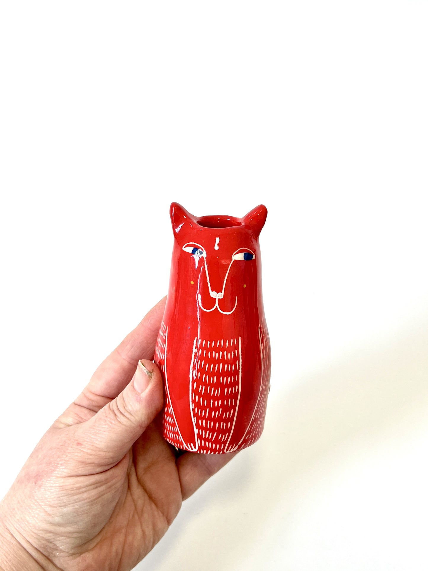 Miniature Ceramic Cat Vase by Studio Soph - red