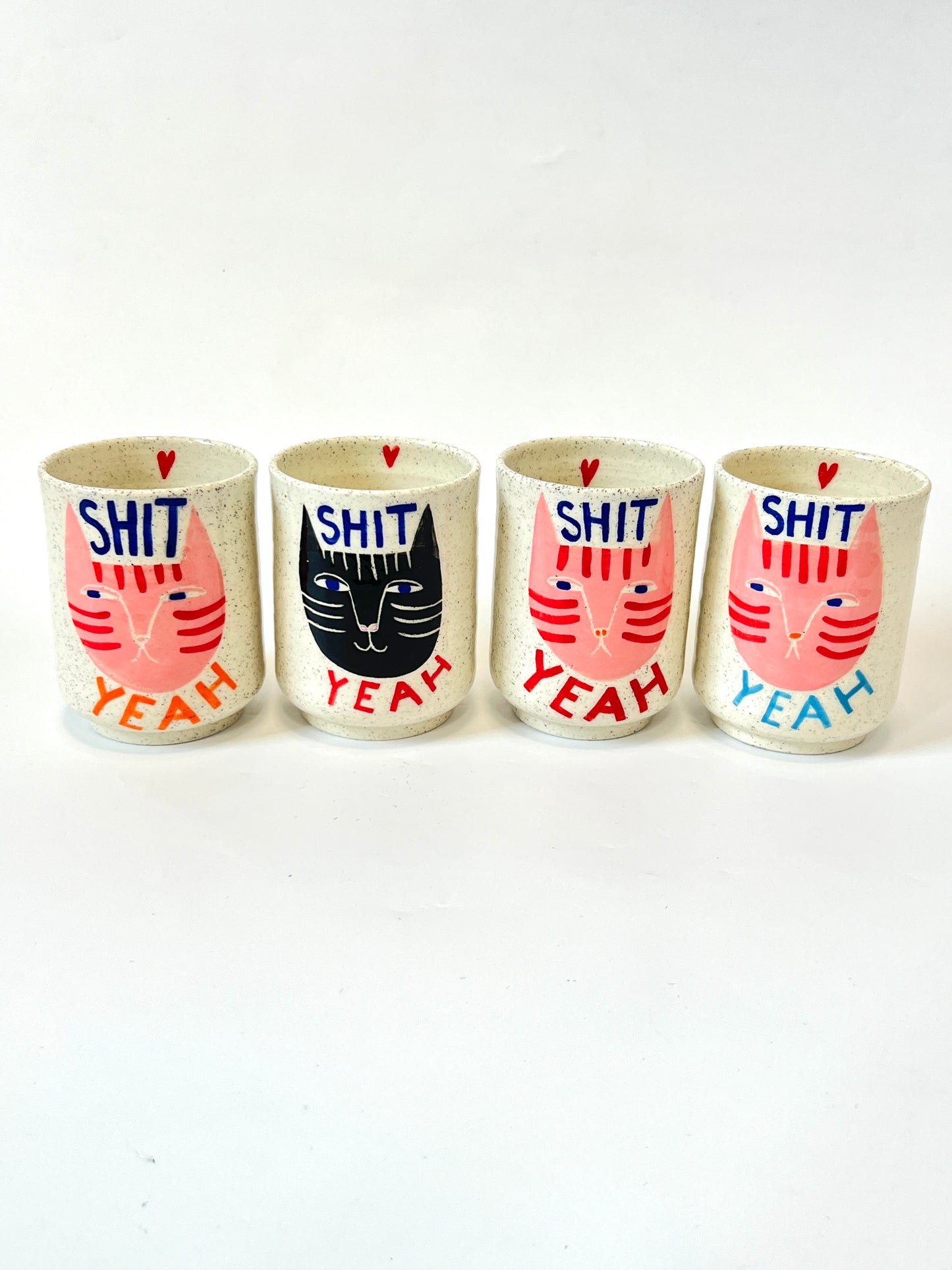 Ceramic Cup by Studio Soph - "SHIT YEAH" Pink Cat