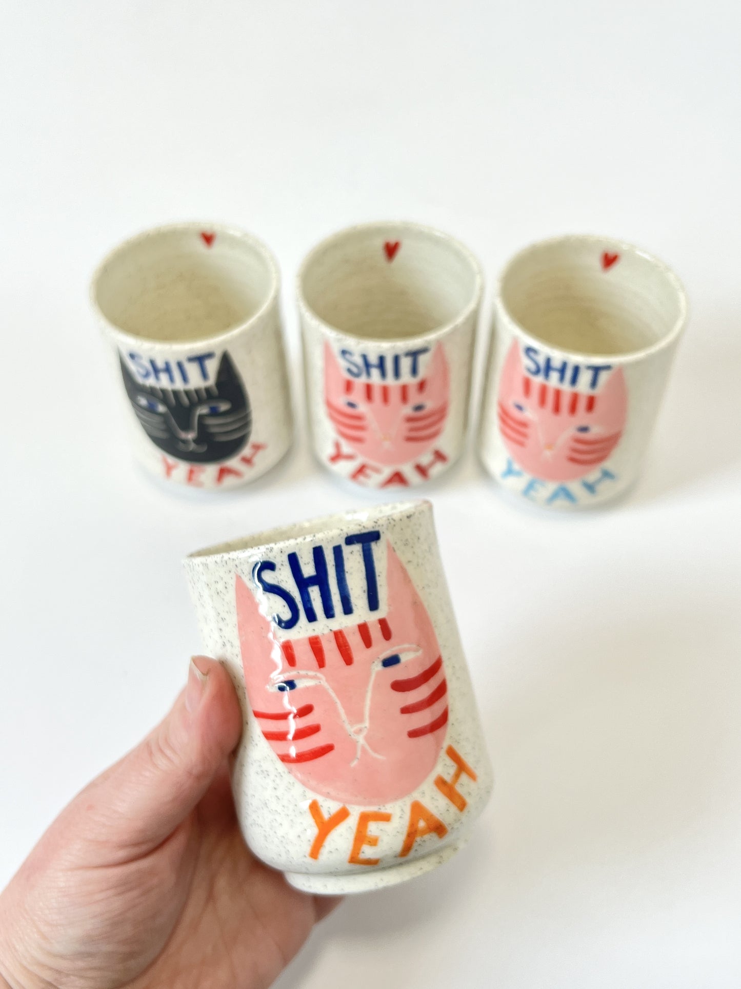 Ceramic Cup by Studio Soph - "SHIT YEAH" Pink Cat