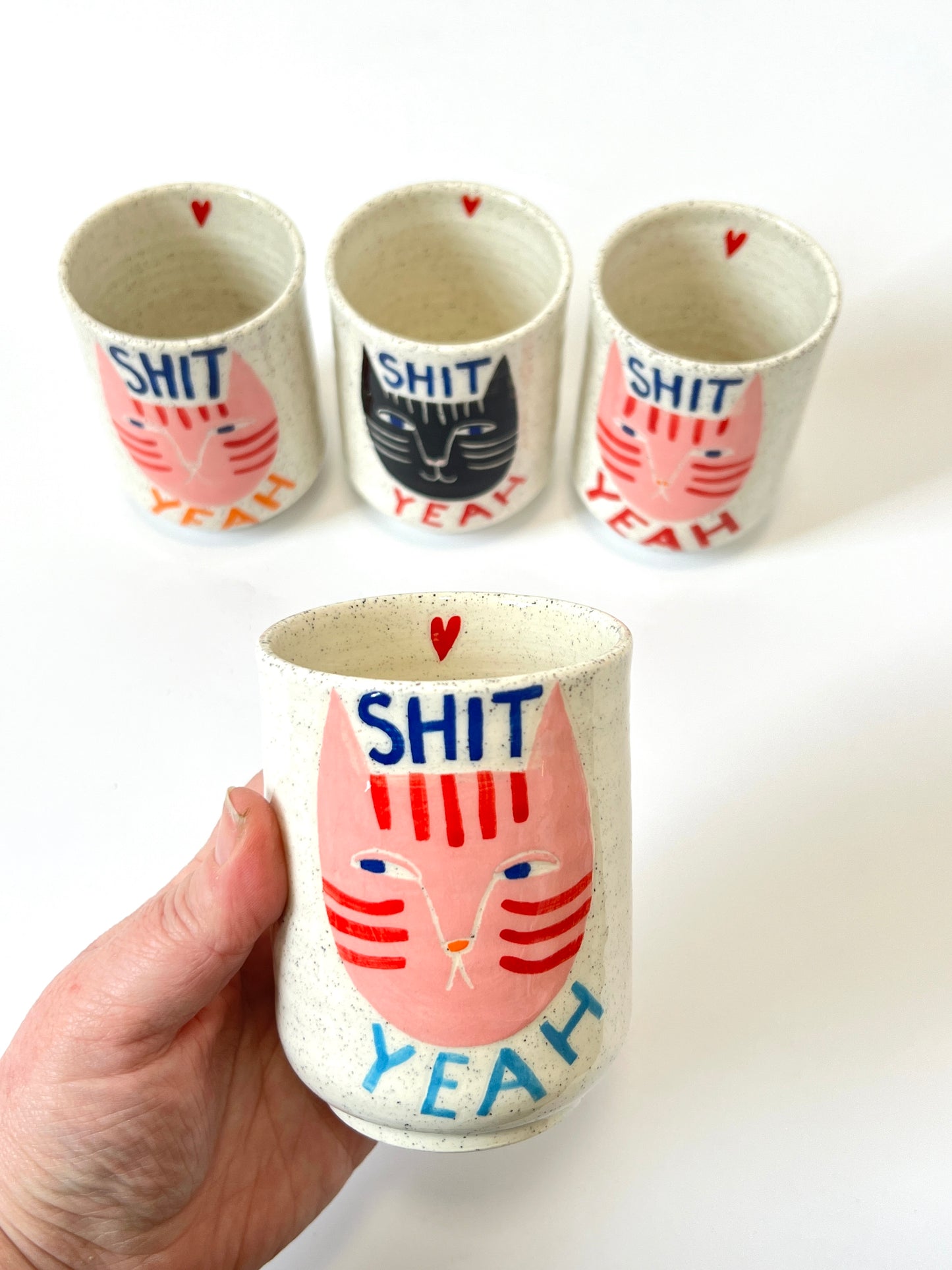 Ceramic Cup by Studio Soph - "SHIT YEAH" Pink Cat