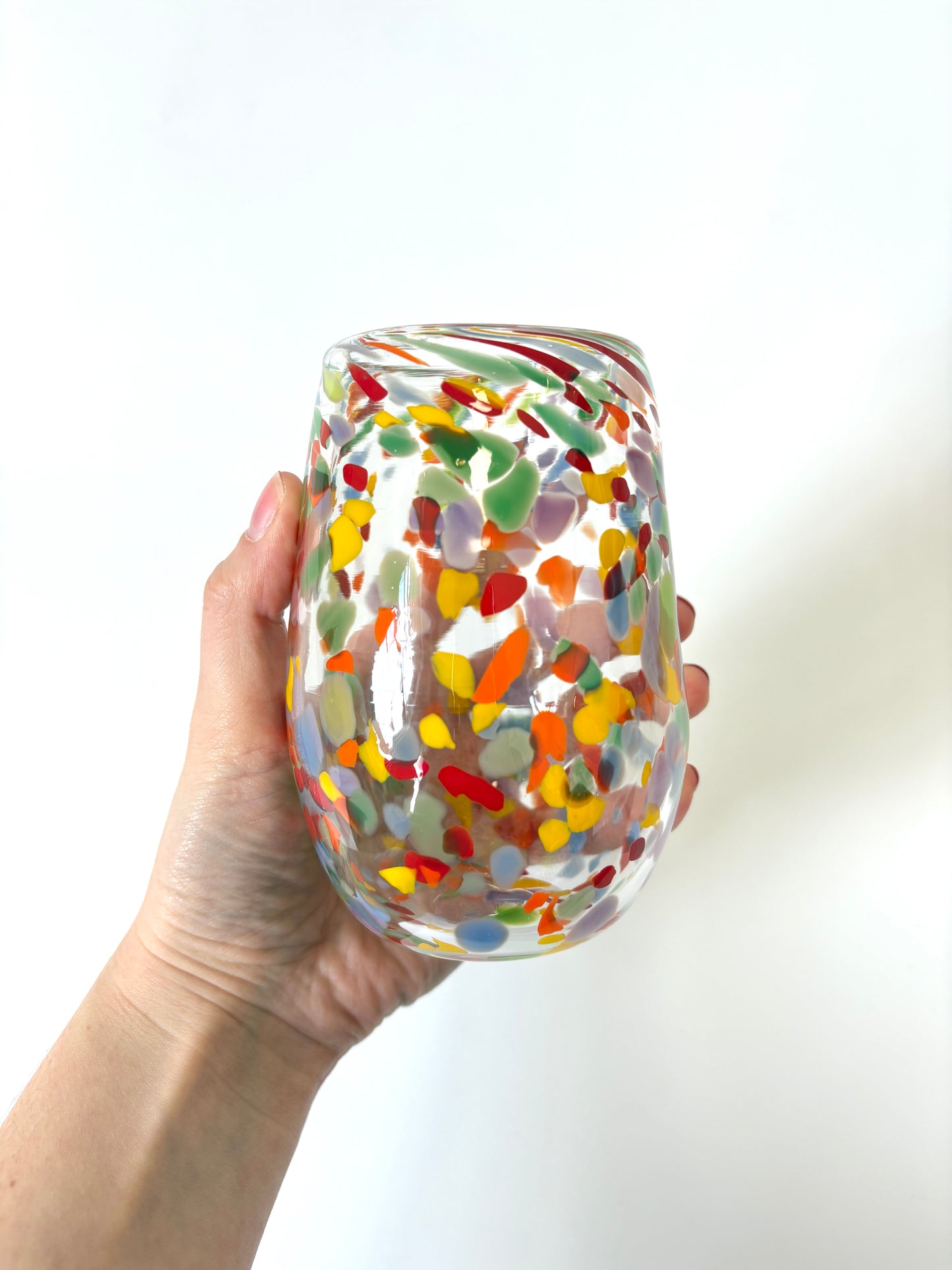 Handblown Glass Tumbler - Rainbow Speckle