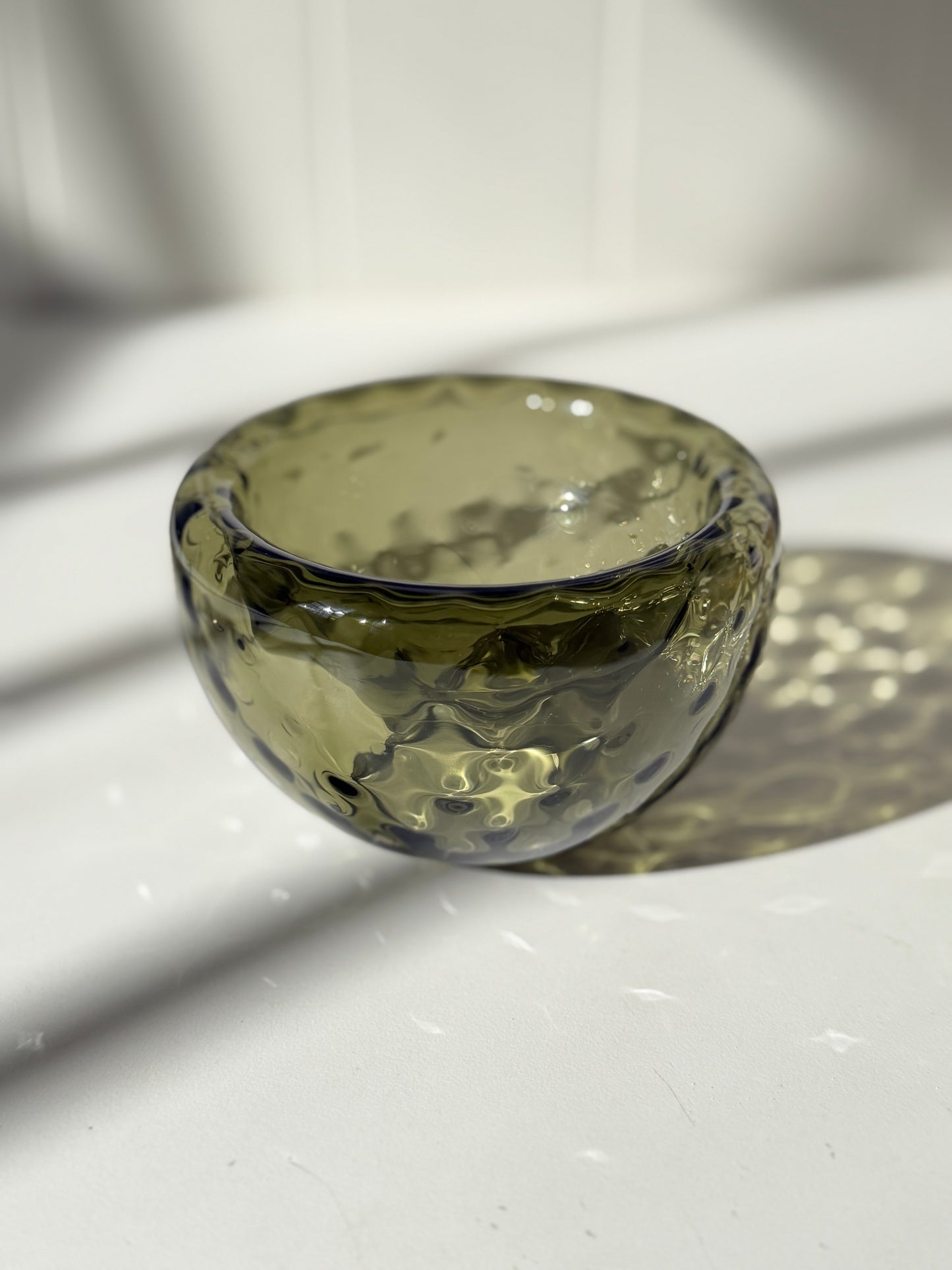 Textured Silvio Handblown Glass Mini "Fulvio" Bowl - Eel Green